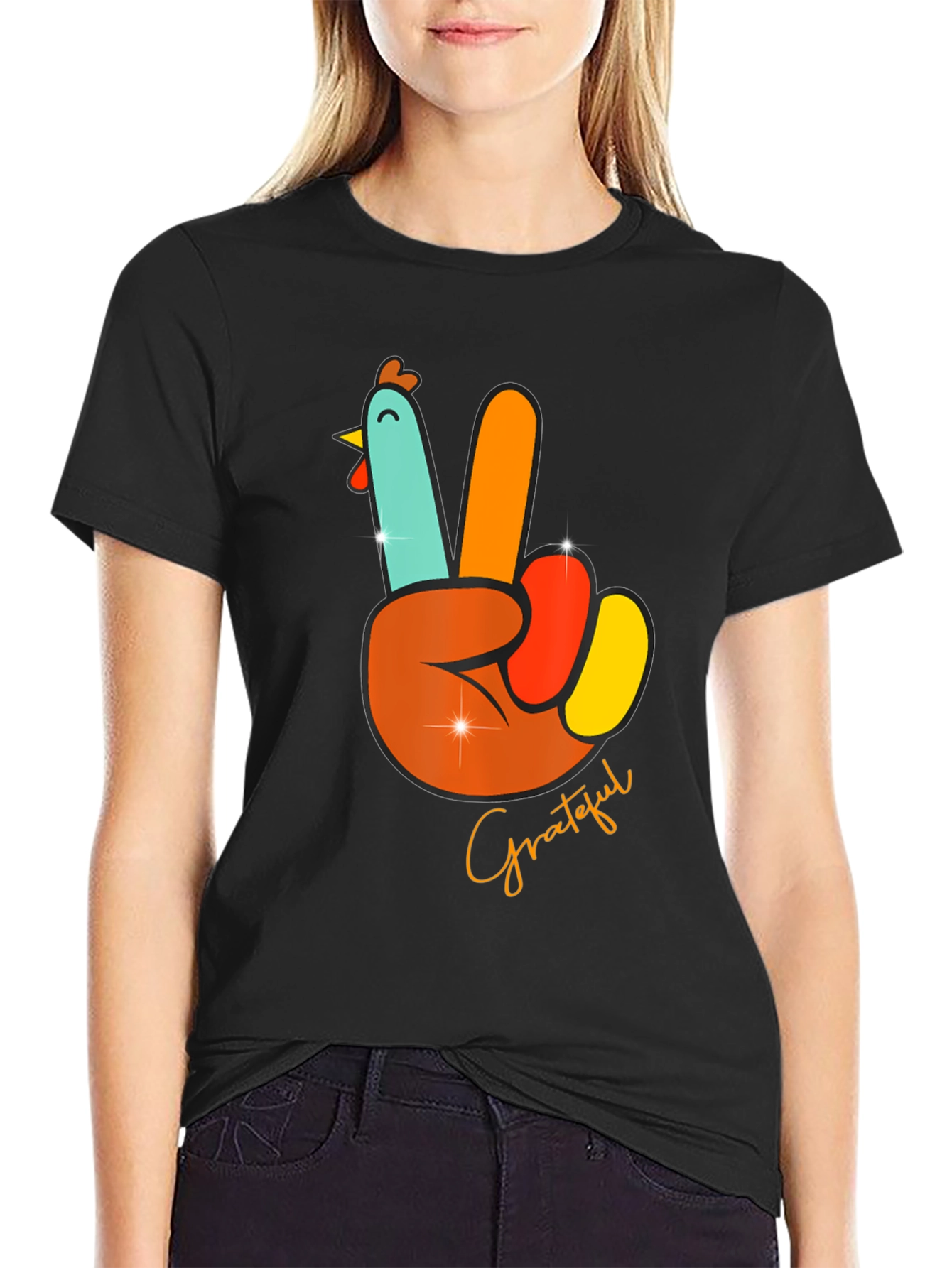 Grateful Turkey Peace Sign T-Shirt