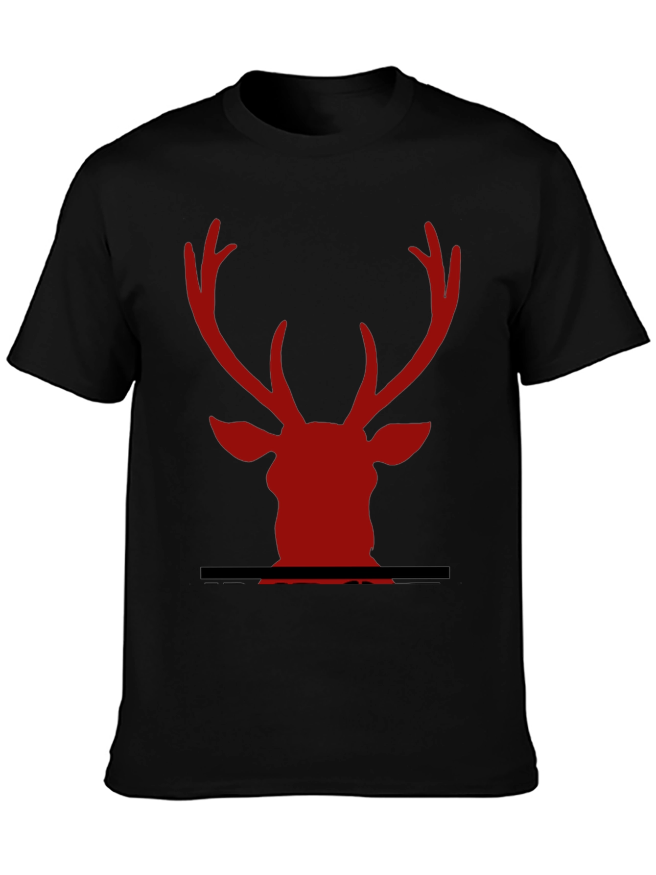 Red Deer Head Graphic Black T-Shirt