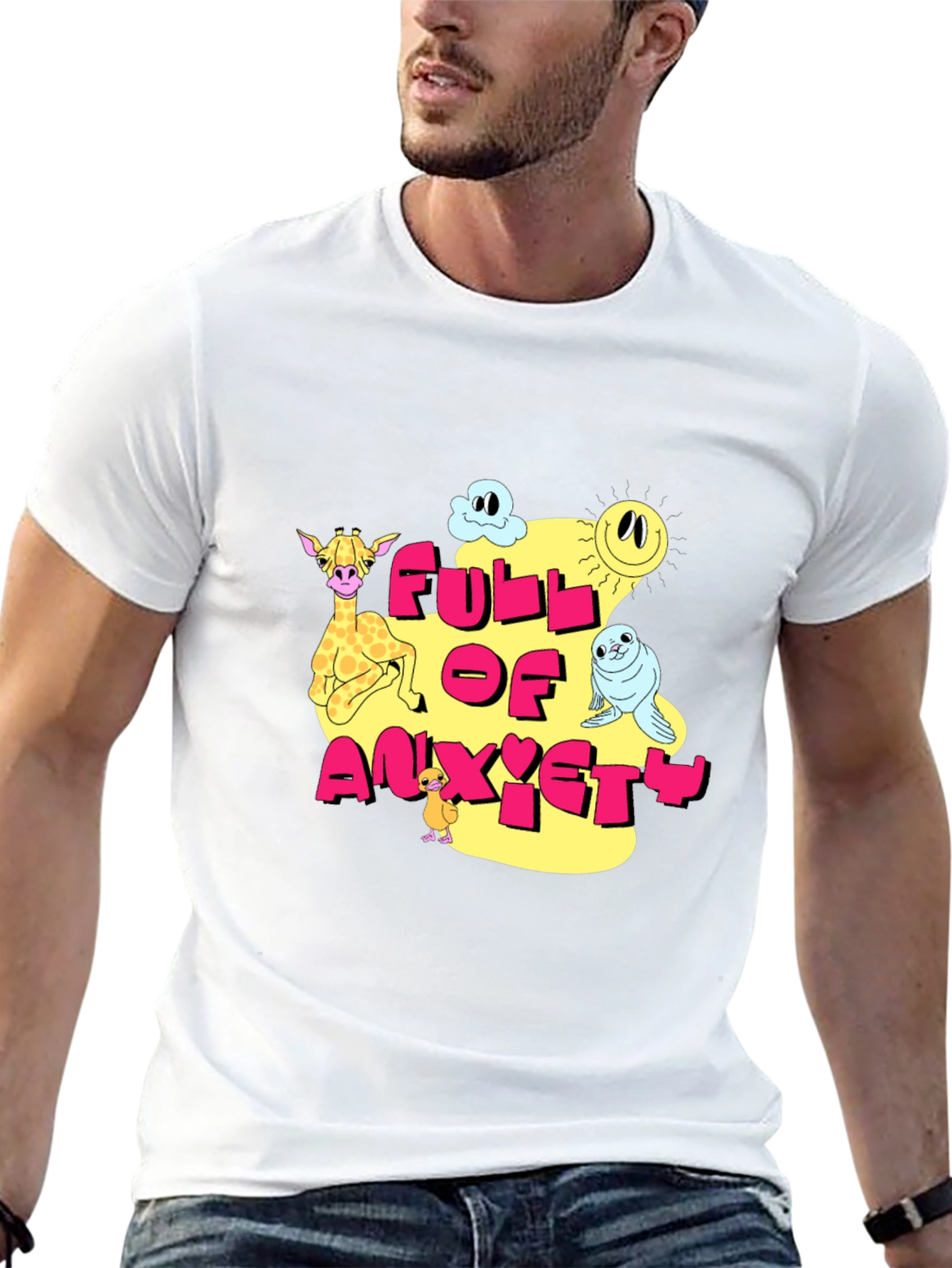 Full of Anxiety Cartoon Graphic Black Tee
