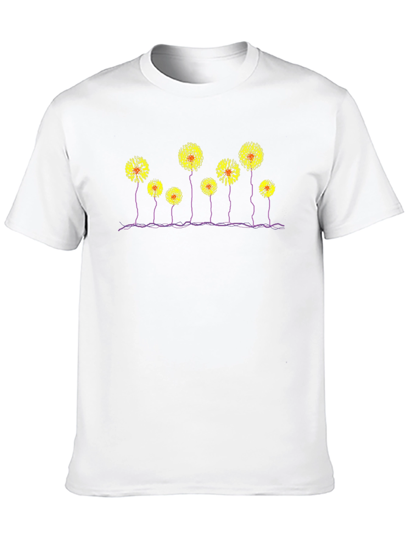 Black T-Shirt with Abstract Flower Design