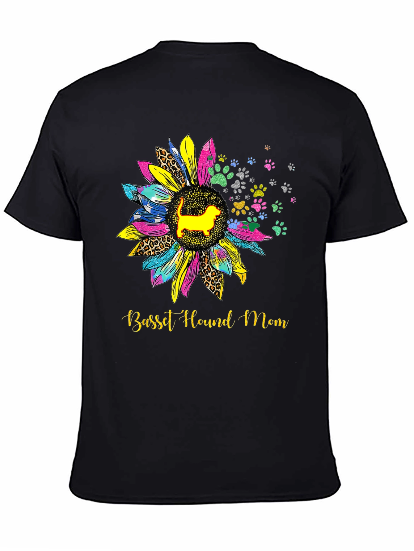 Basset Hound Mom Sunflower Graphic Tee