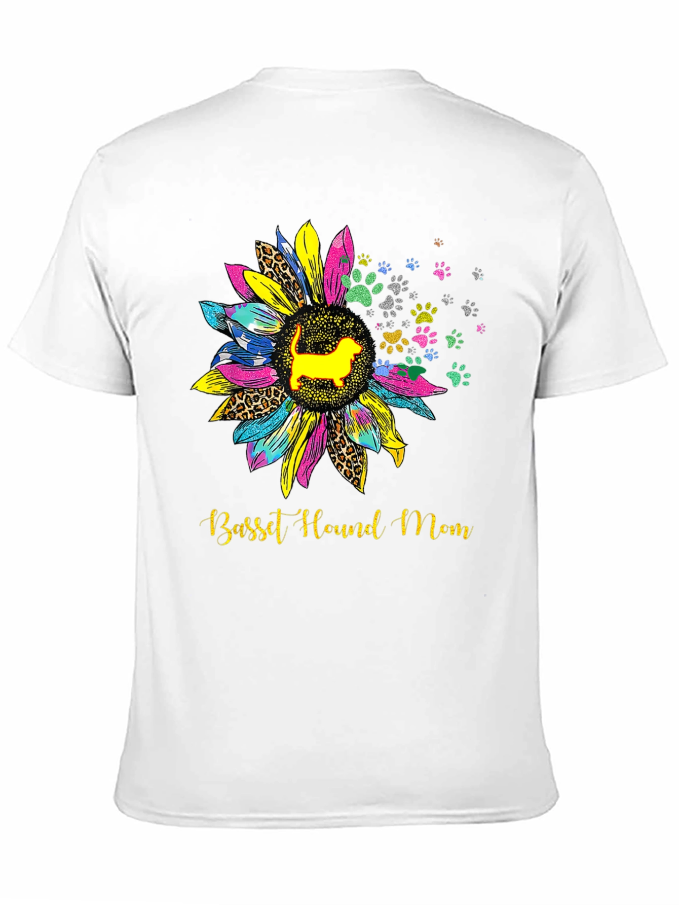Basset Hound Mom Sunflower Graphic Tee