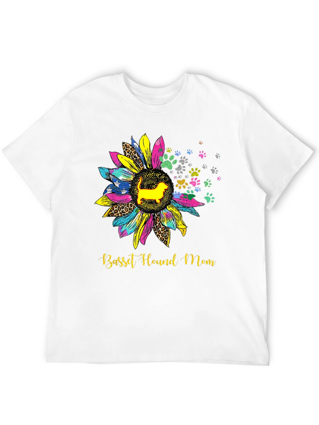 Basset Hound Mom Sunflower Graphic Tee