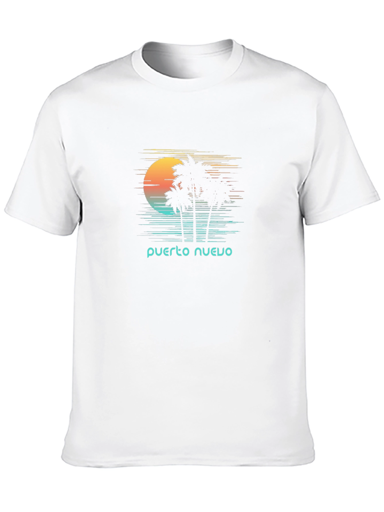Puerto Nuevo Retro T-Shirt - Palm Tree Sunset Tee