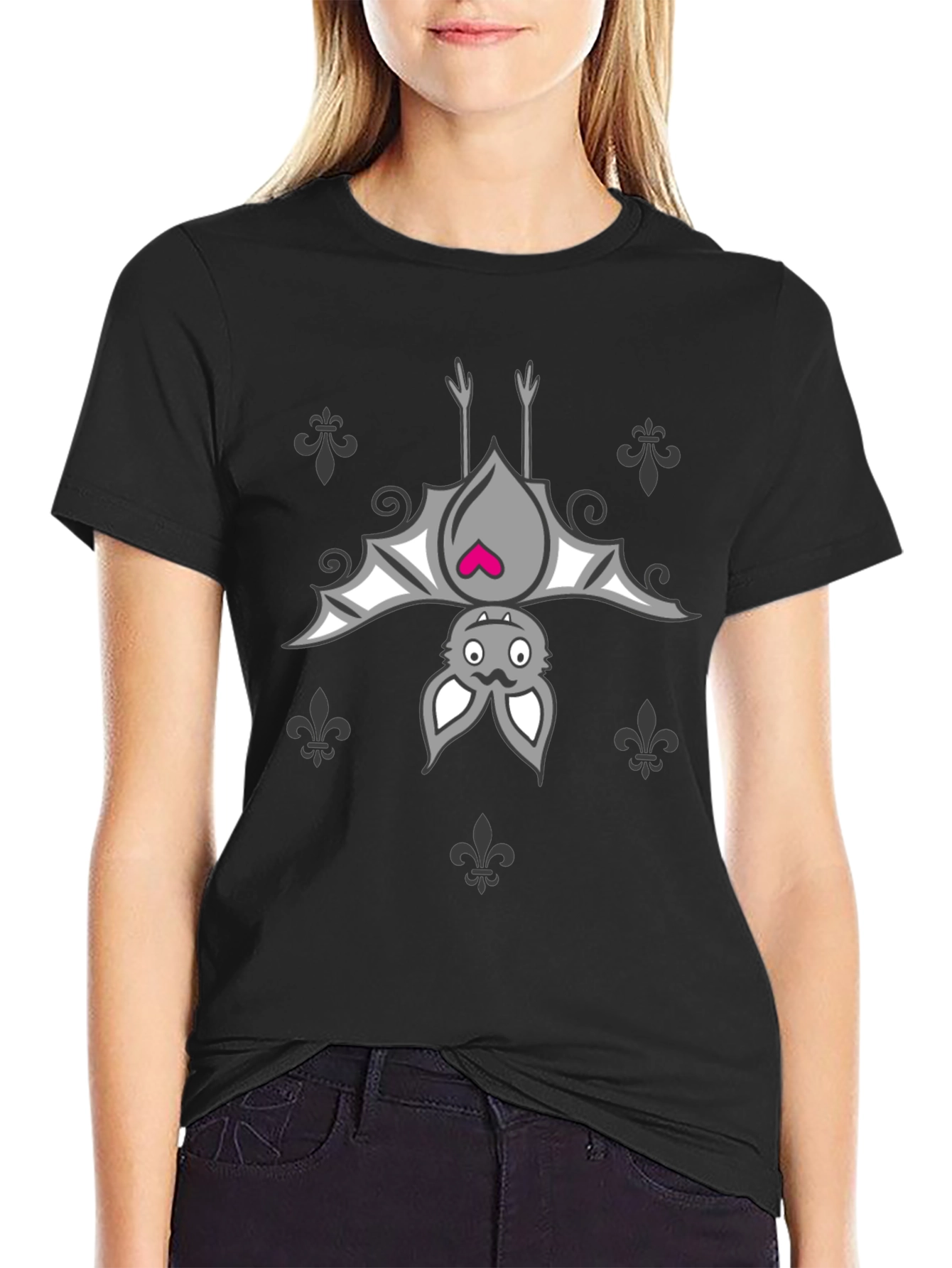 Cute Bat Graphic Black T-Shirt - Unisex