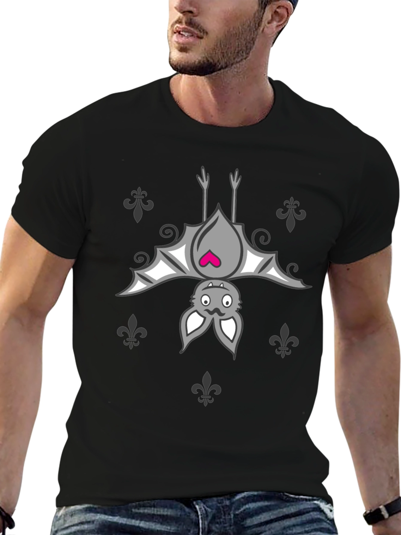 Cute Bat Graphic Black T-Shirt - Unisex