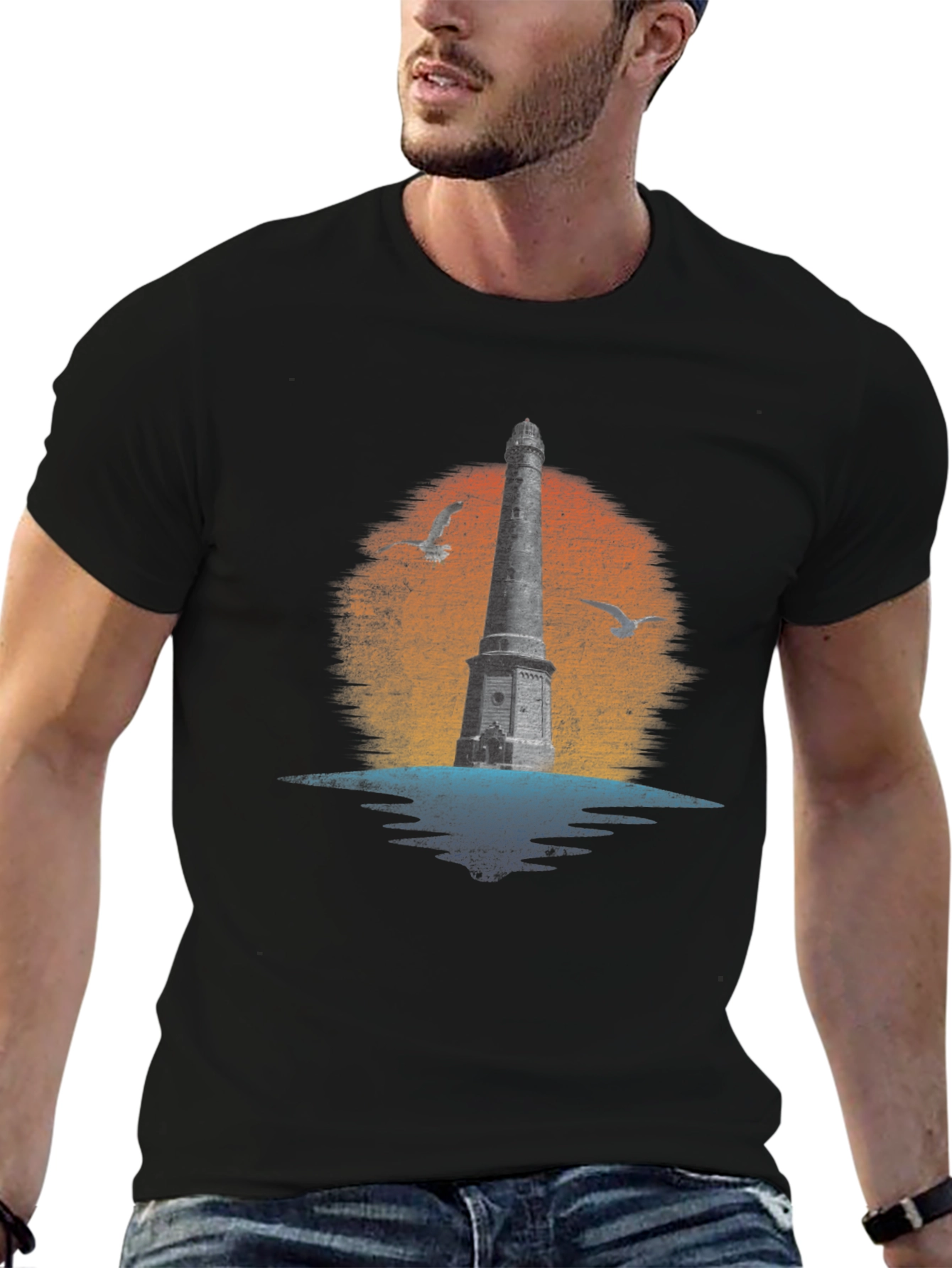 Lighthouse Graphic Tee - Coastal Design