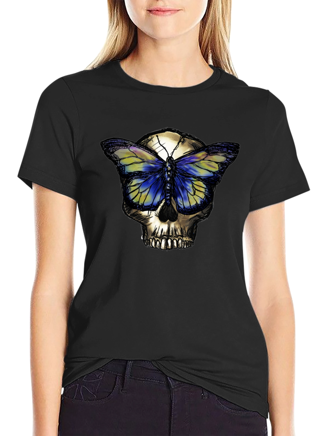 Skull Butterfly Graphic T-Shirt