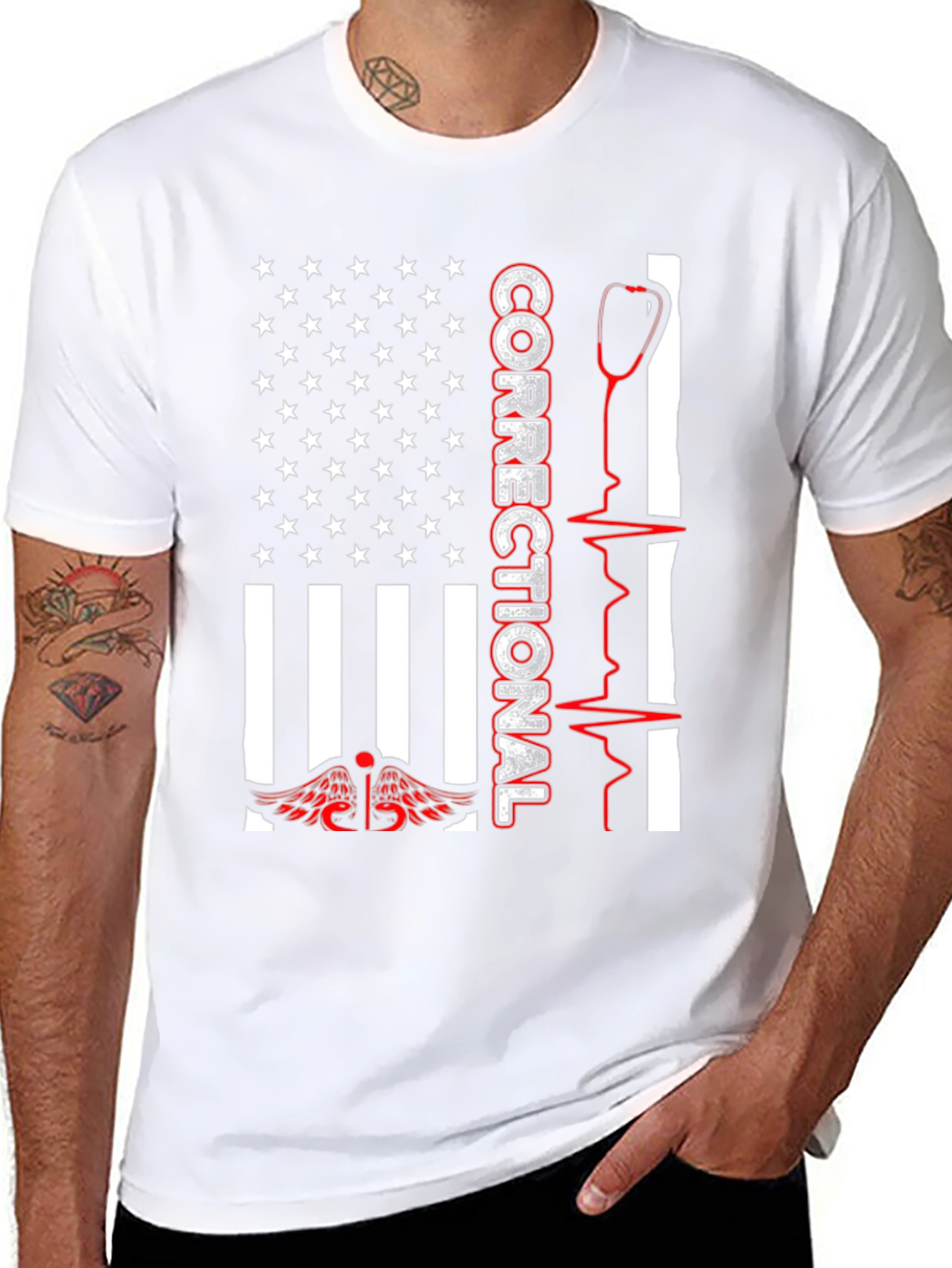Correctional Nurse USA Flag T-Shirt