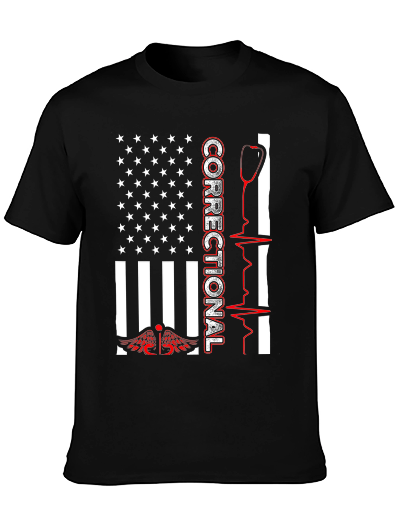 Correctional Nurse USA Flag T-Shirt