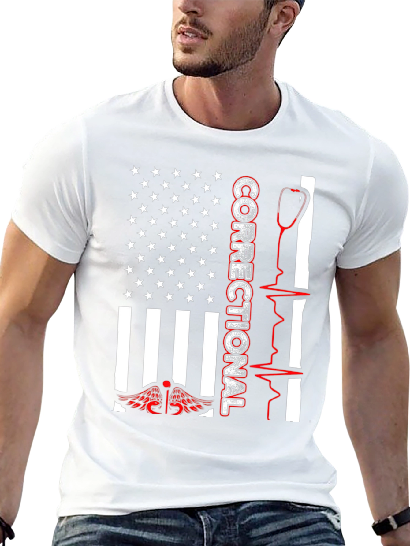 Correctional Nurse USA Flag T-Shirt