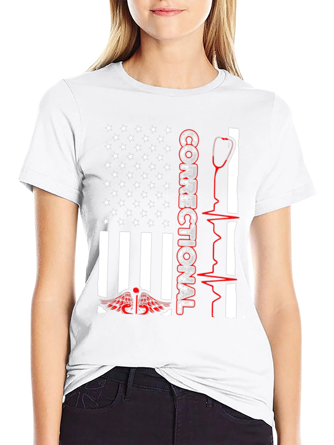 Correctional Nurse USA Flag T-Shirt