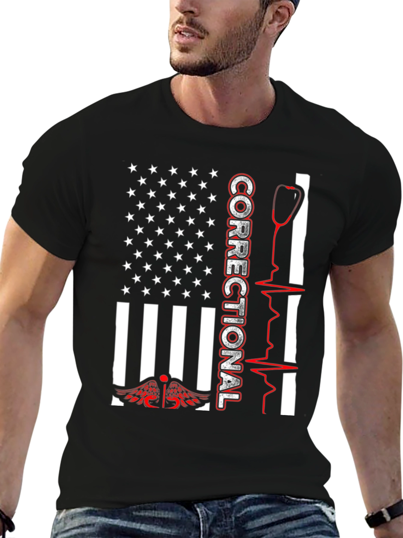 Correctional Nurse USA Flag T-Shirt
