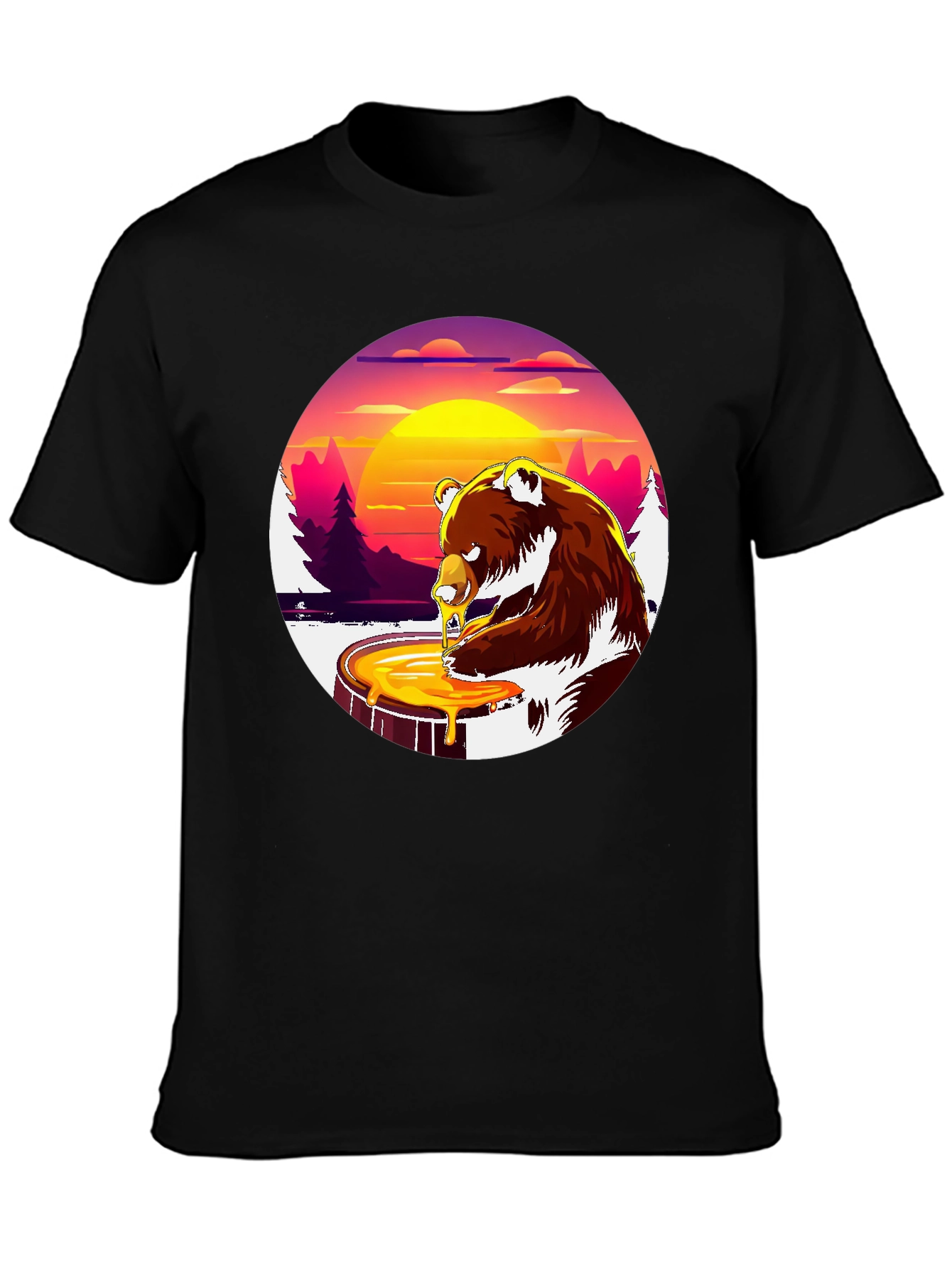 Bear Honey T-Shirt - Black Graphic Tee
