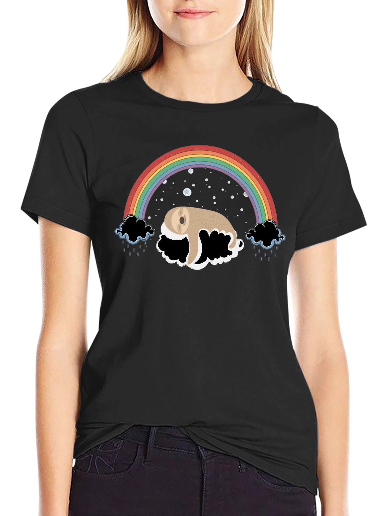 Rainbow Sloth Tee - Dreamy Graphic T-Shirt