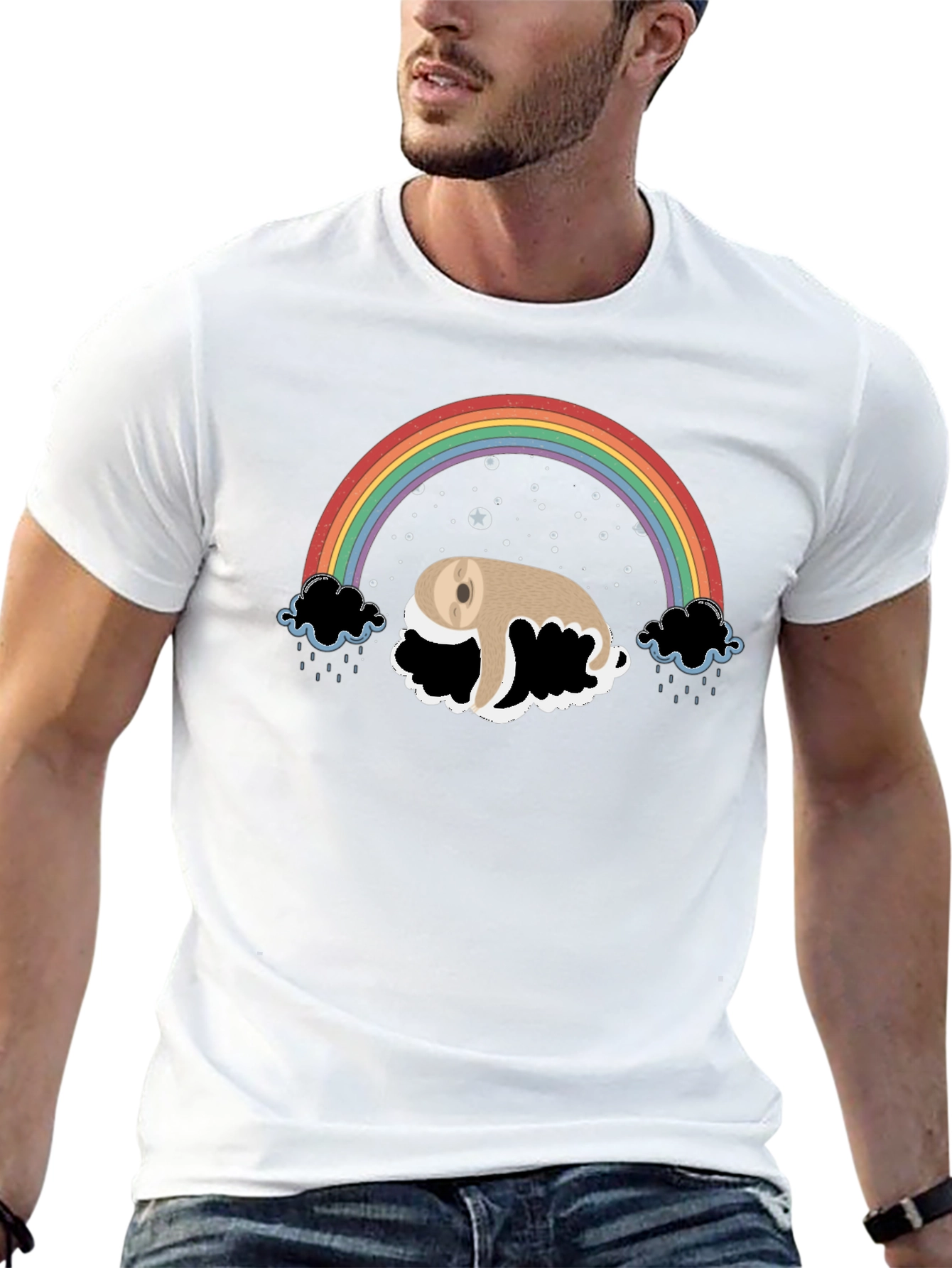 Rainbow Sloth Tee - Dreamy Graphic T-Shirt