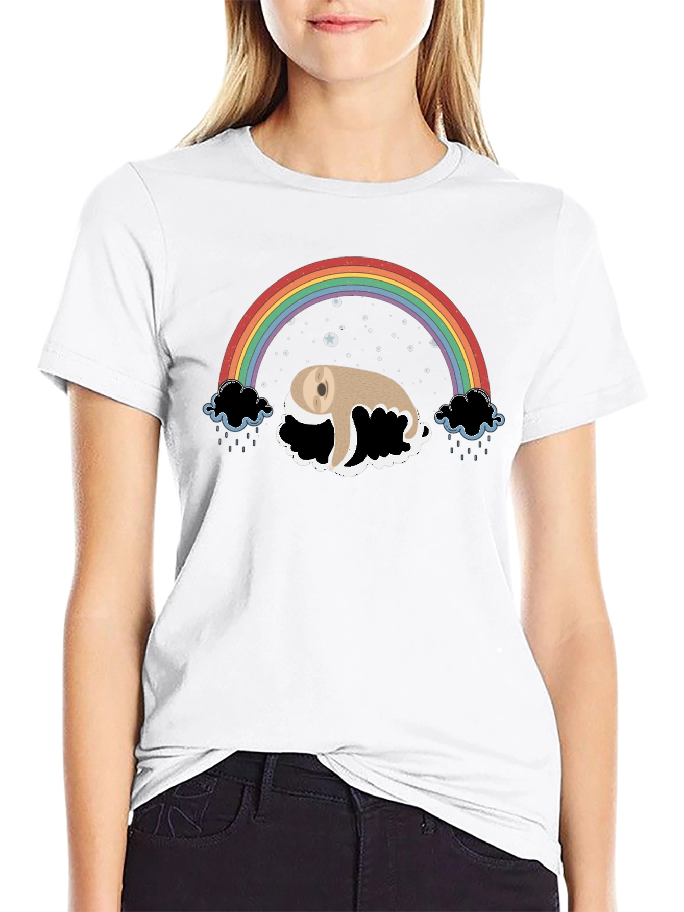 Rainbow Sloth Tee - Dreamy Graphic T-Shirt