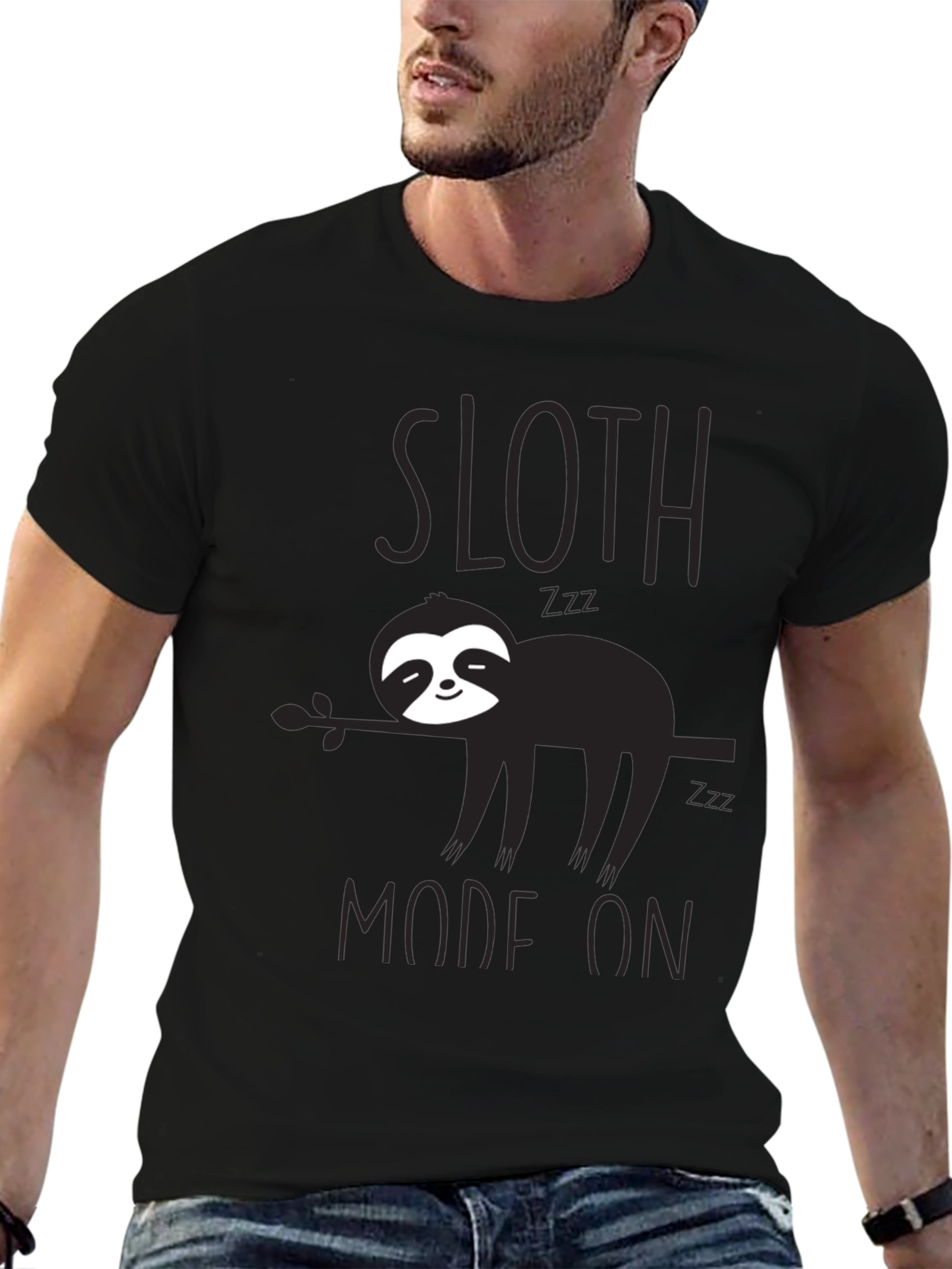 Sloth Mode On Black T-Shirt
