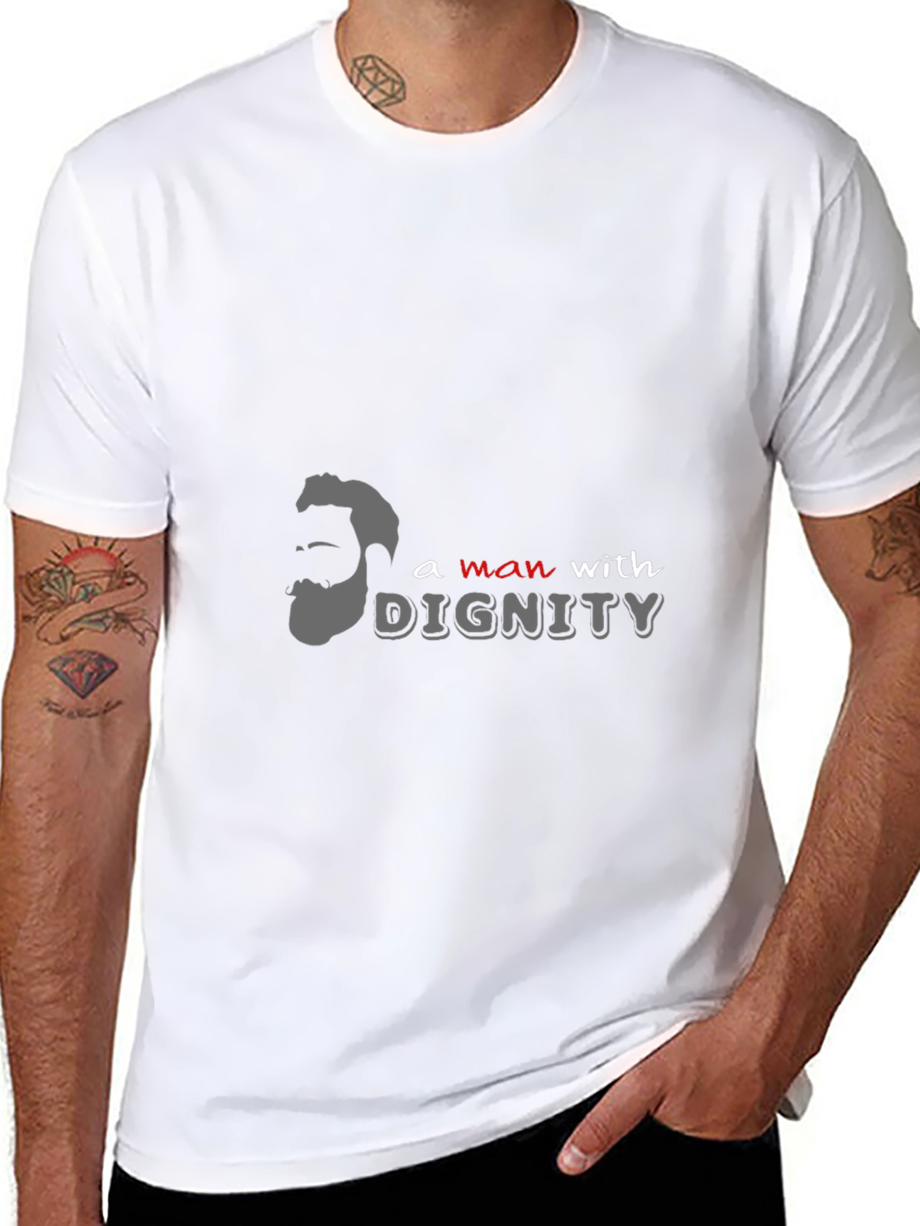 Man With Dignity Graphic Print Black T-Shirt