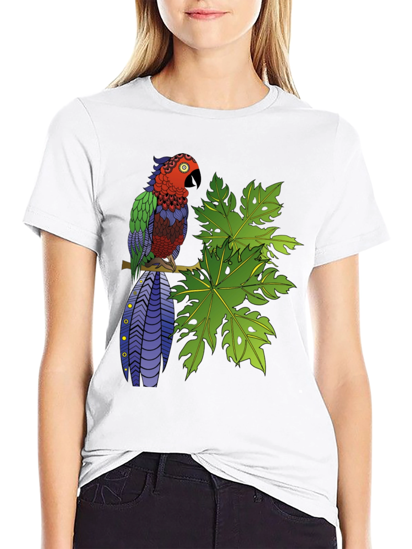 Tropical Parrot Graphic Tee - Nature Inspired