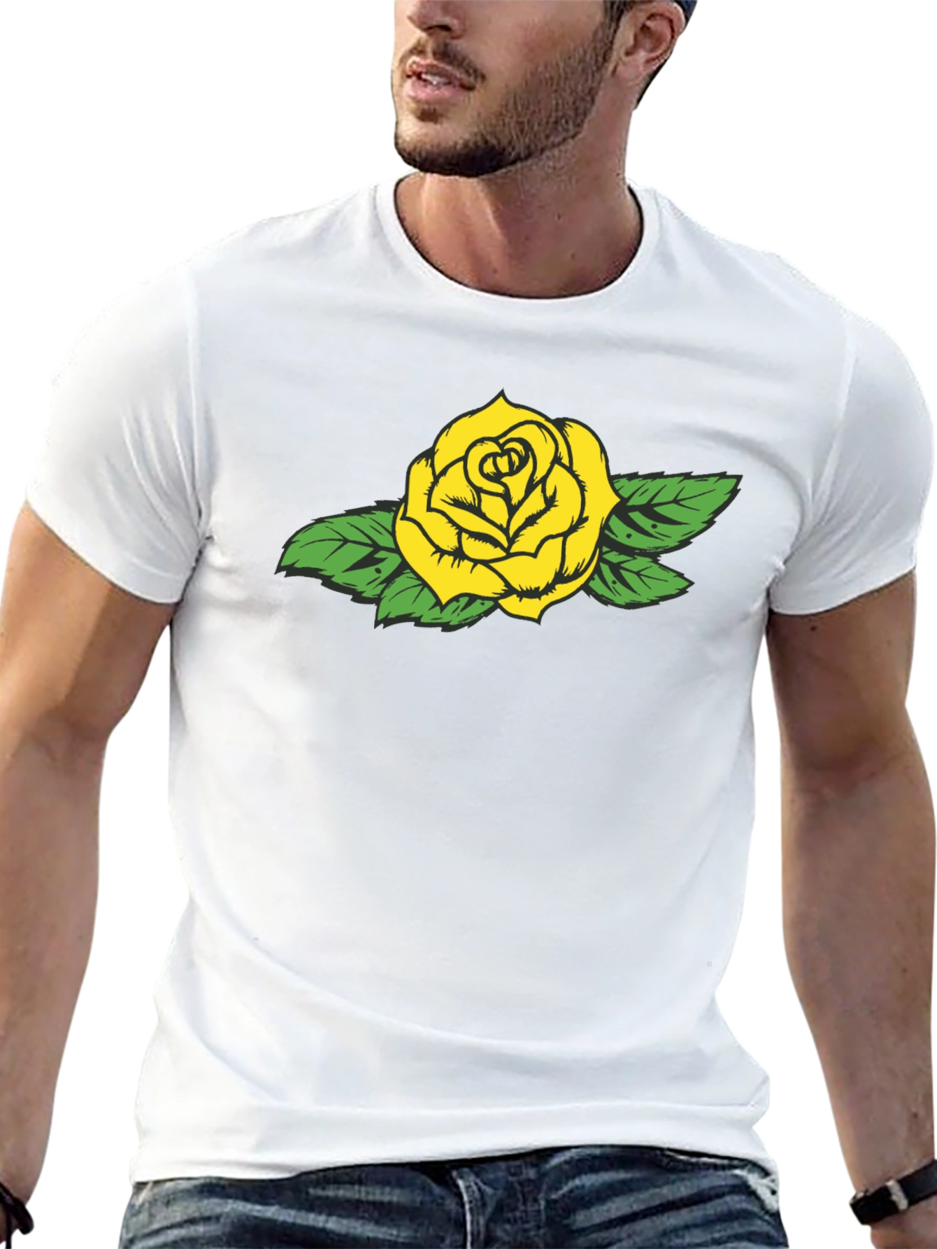 Yellow Rose Graphic Black Tee - Stylish Casual Wear
