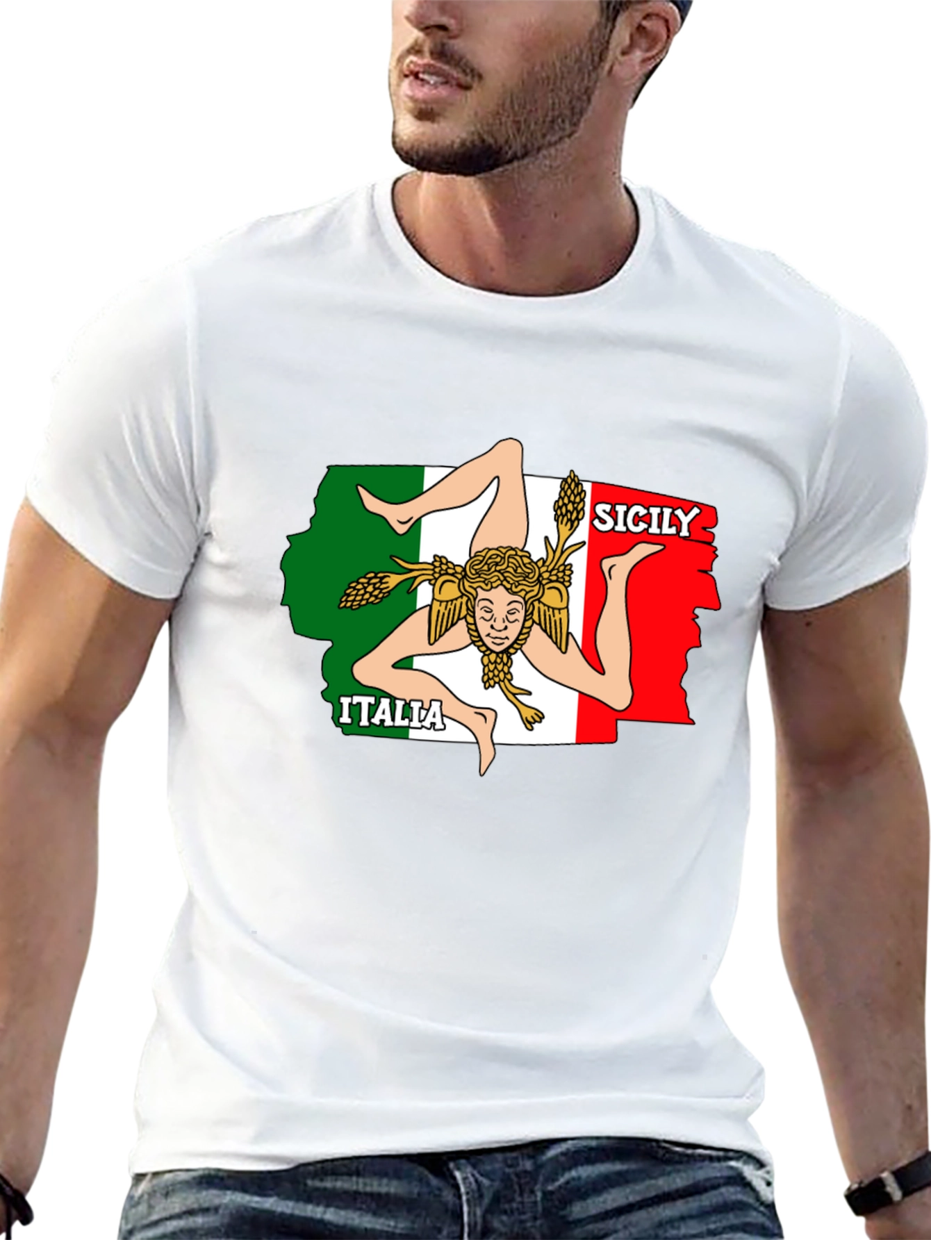 Sicily Italy Flag T-Shirt - Novelty Graphic Tee