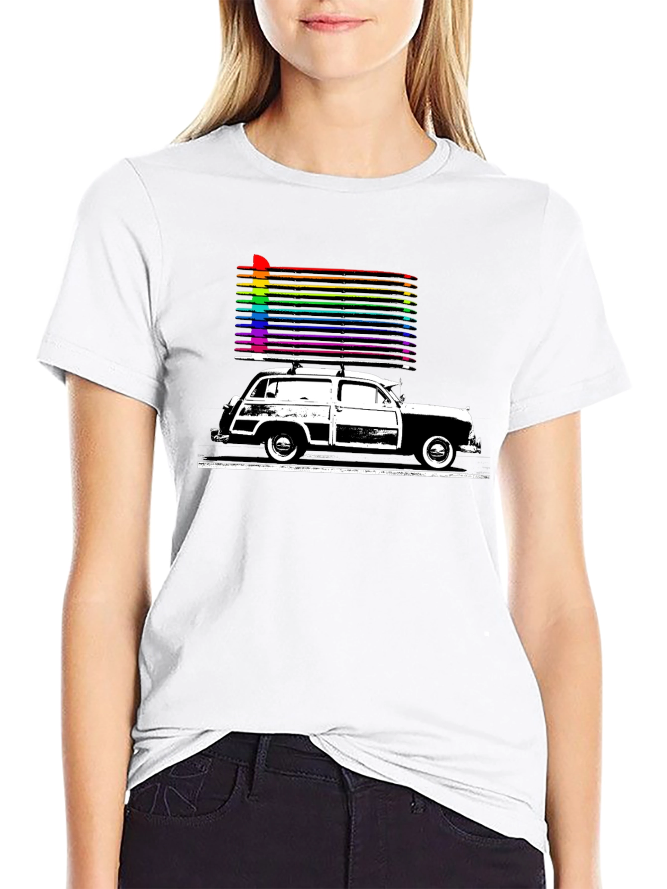 Retro Car Rainbow T-Shirt - Classic Style