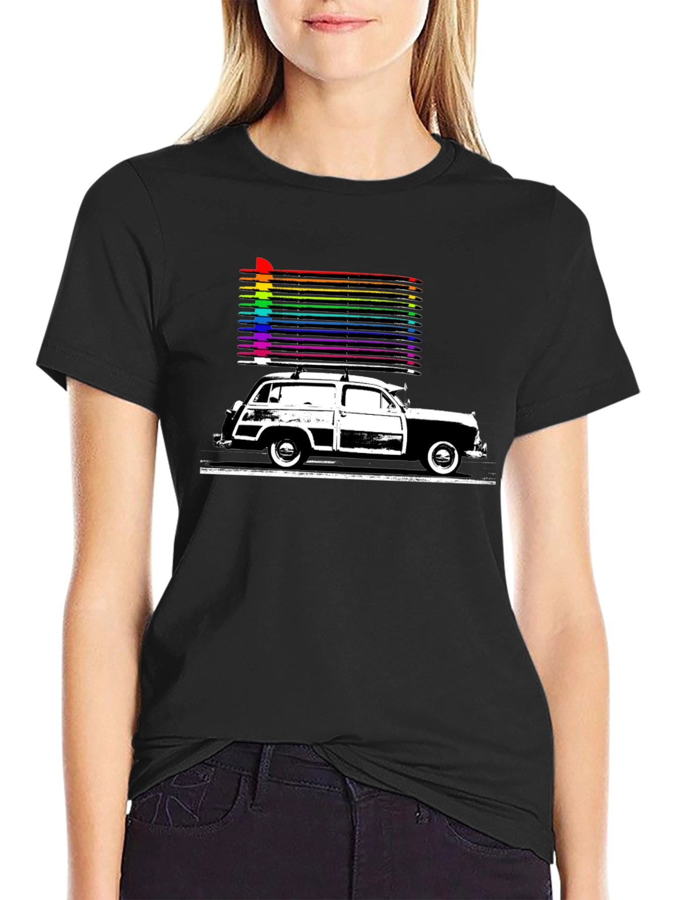 Retro Car Rainbow T-Shirt - Classic Style