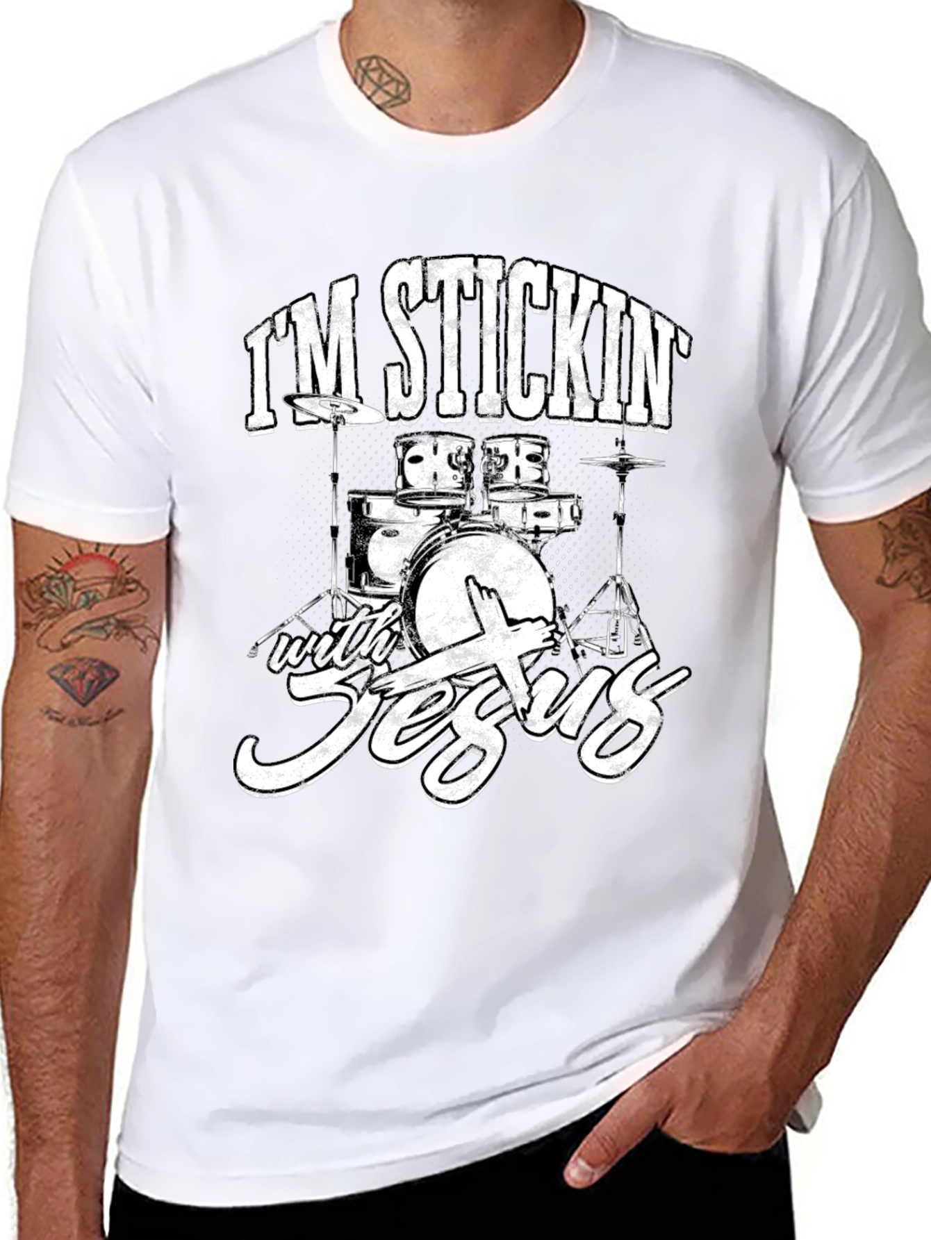 Im Stickin with Jesus Drummer Graphic T-Shirt