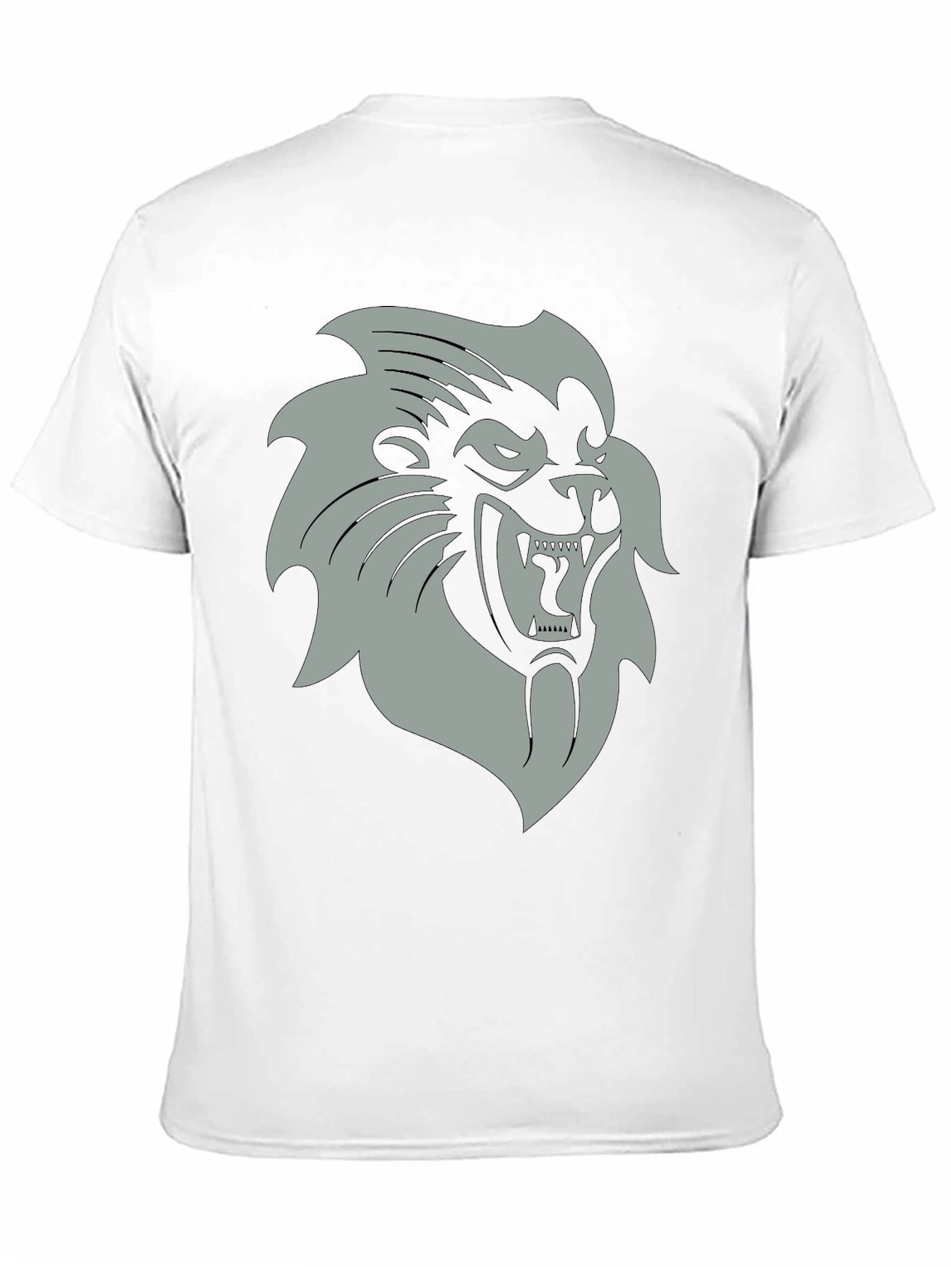 Black T-Shirt with Grey Lion Graphic