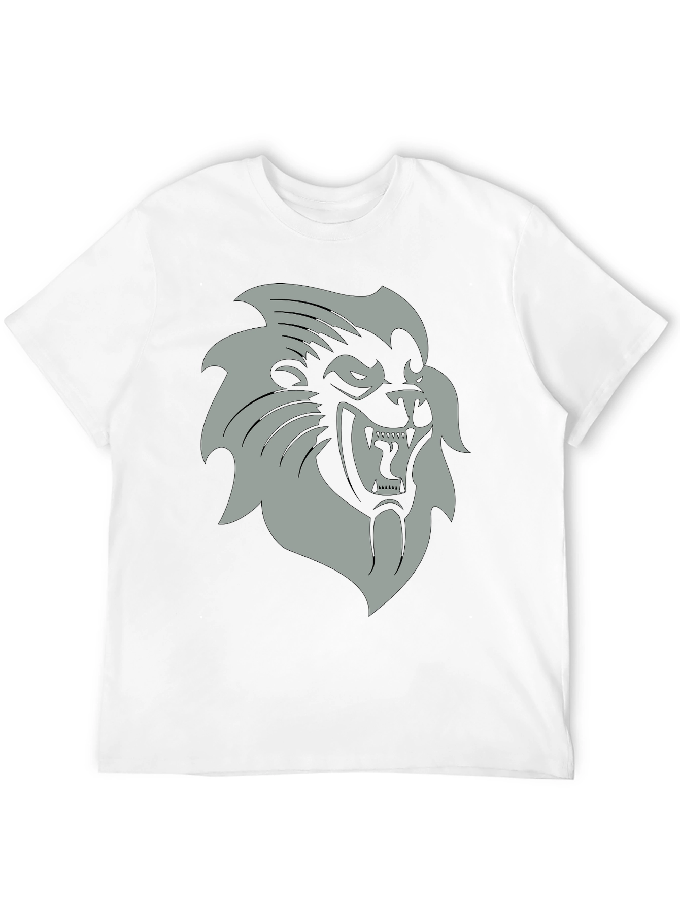 Black T-Shirt with Grey Lion Graphic