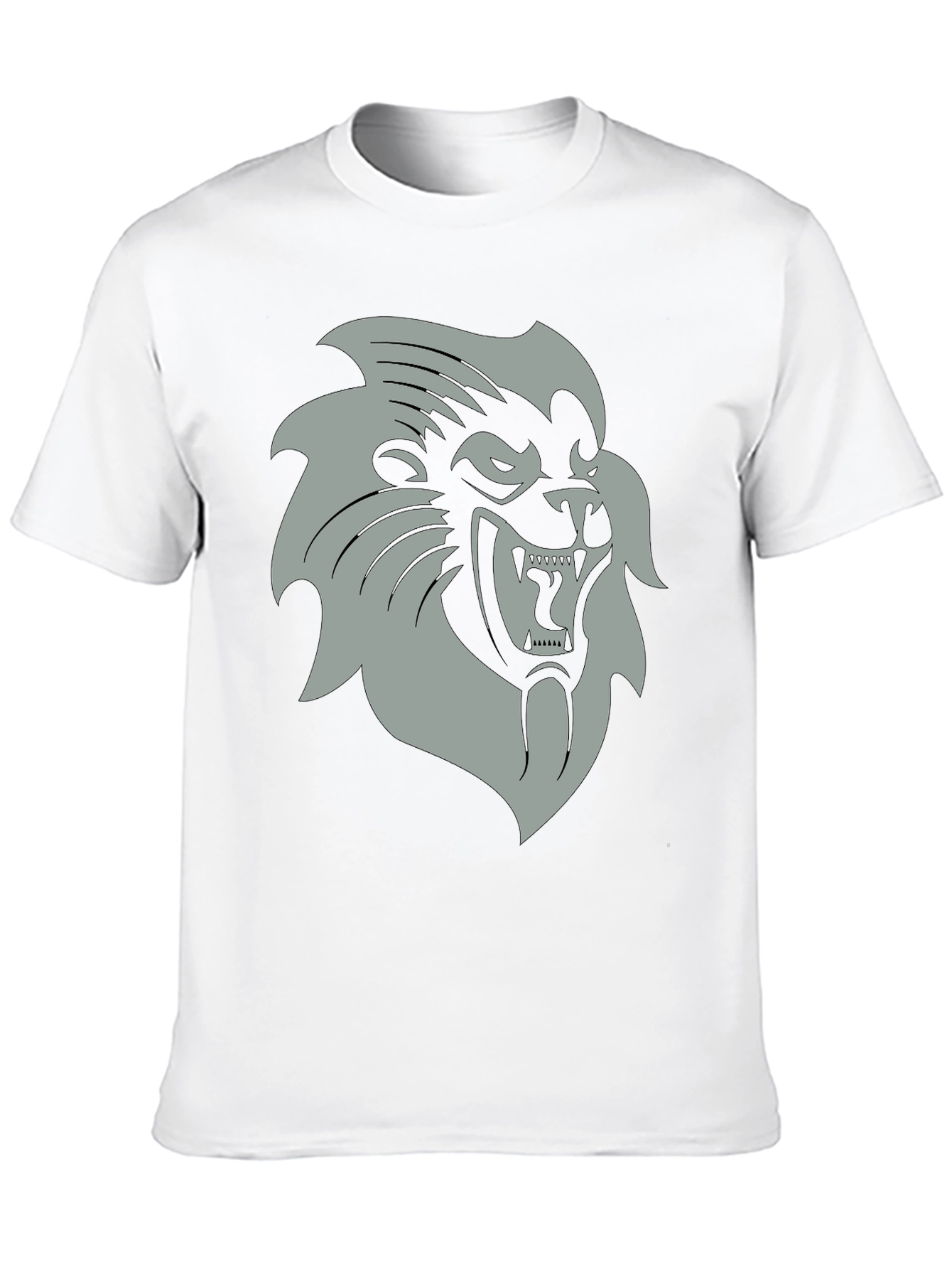 Black T-Shirt with Grey Lion Graphic