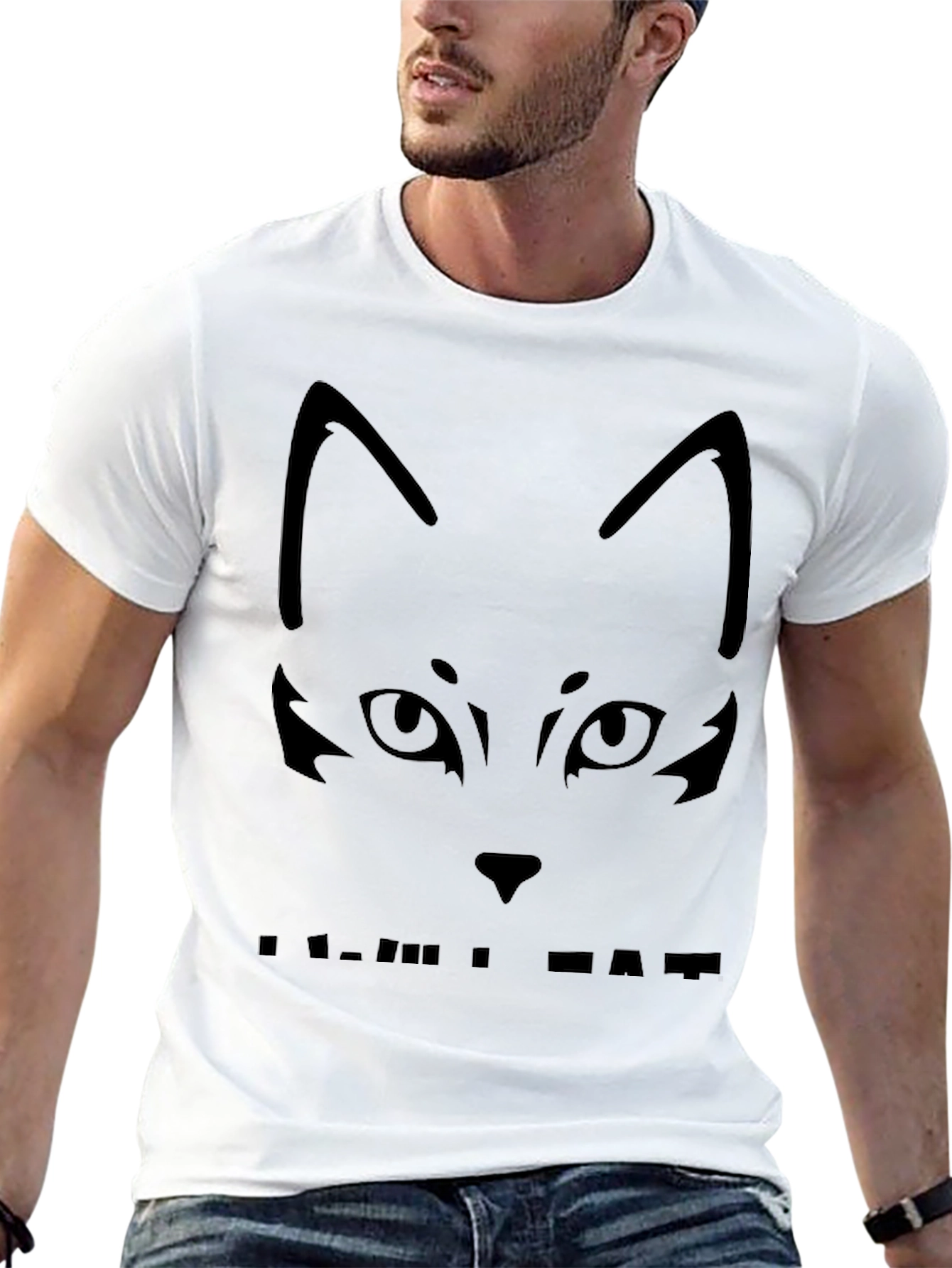 Cool Cat Face Black T-Shirt