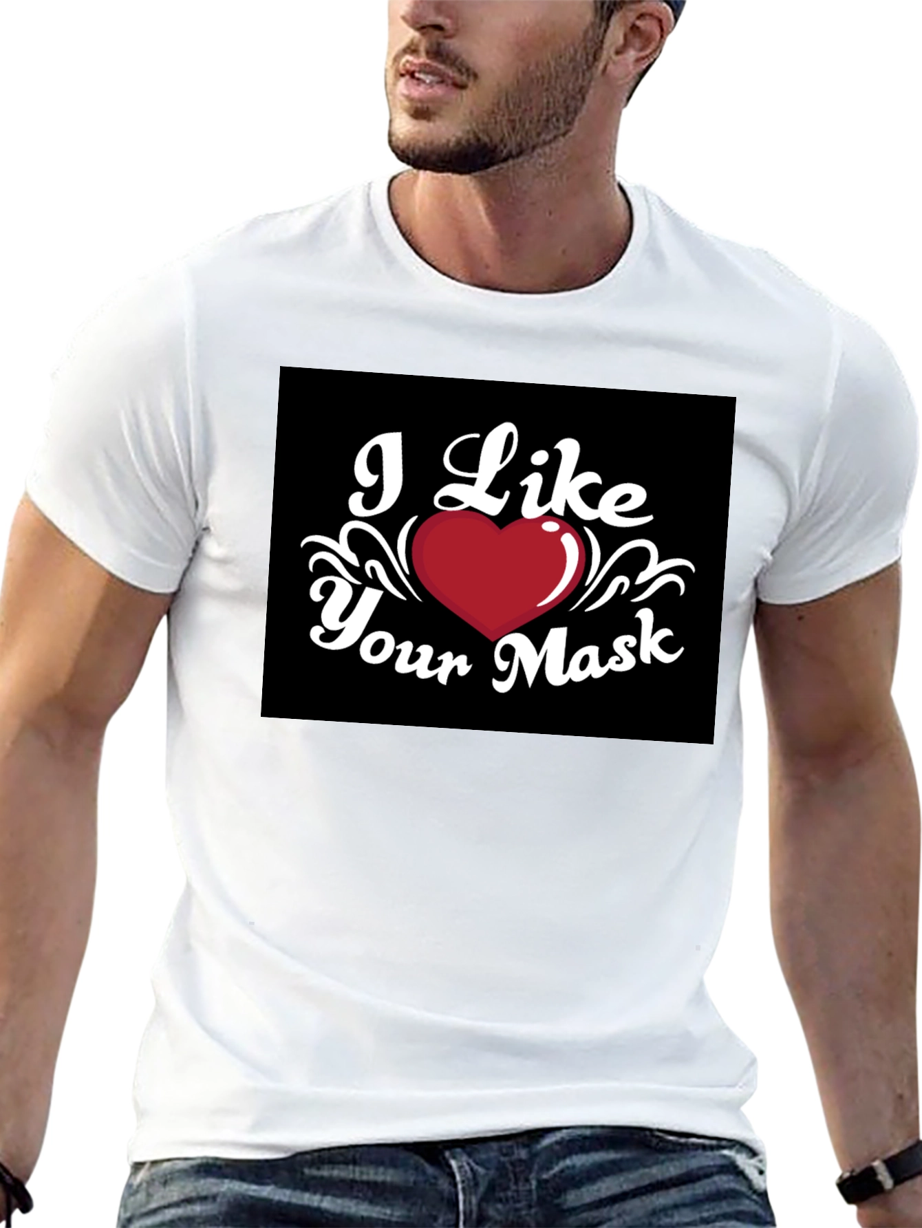 I Like Your Mask Black T-Shirt Heart Graphic Tee
