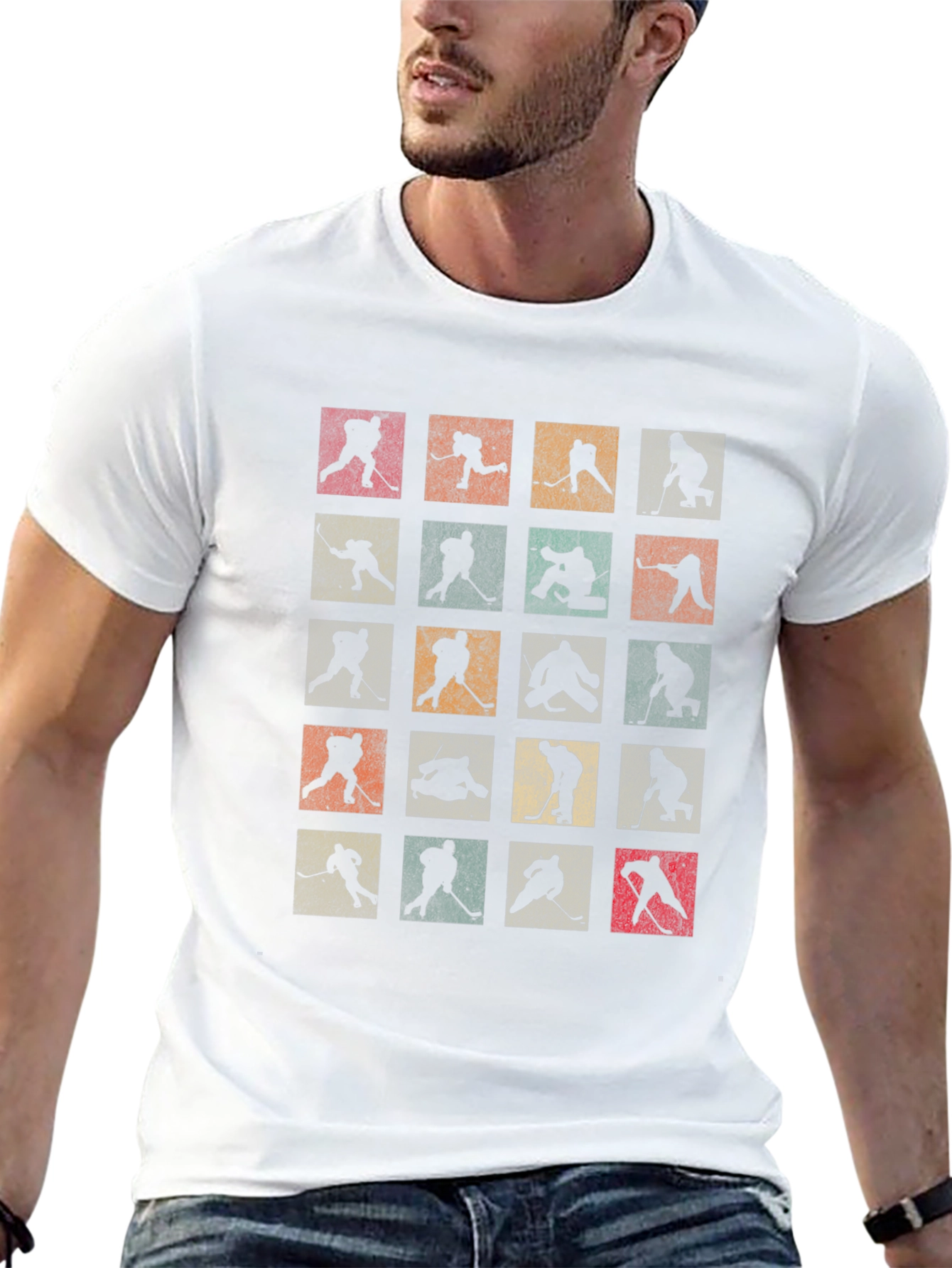 Retro Hockey Silhouettes Tee - Classic Sporty Style