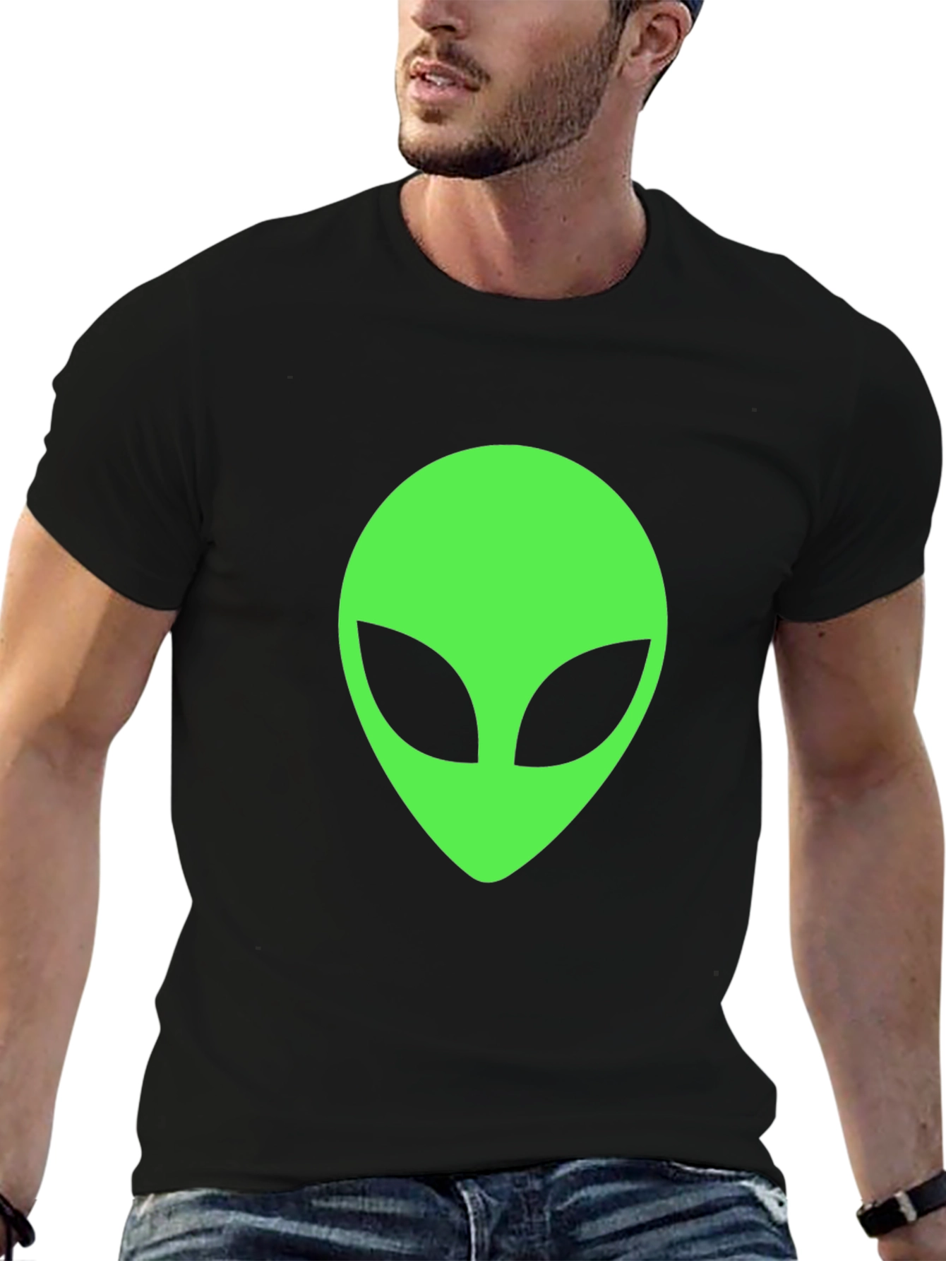 Alien Head Graphic T-Shirt - Classic Black