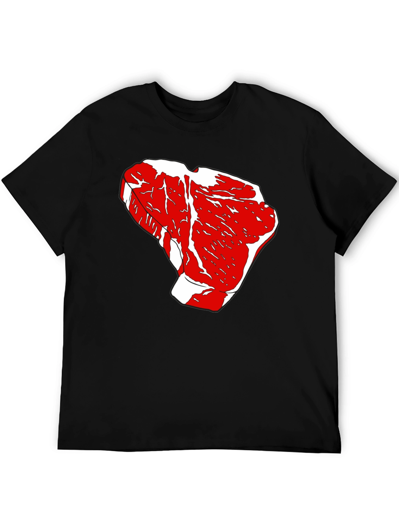 Steak Graphic Tee - Black Cotton T-Shirt
