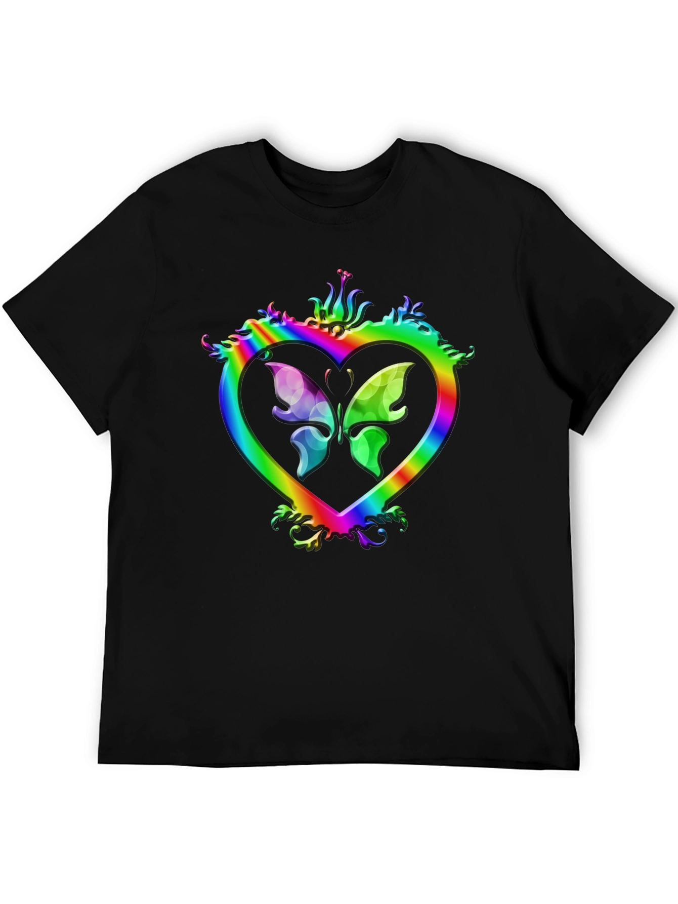 Rainbow Heart Butterfly Graphic Tee
