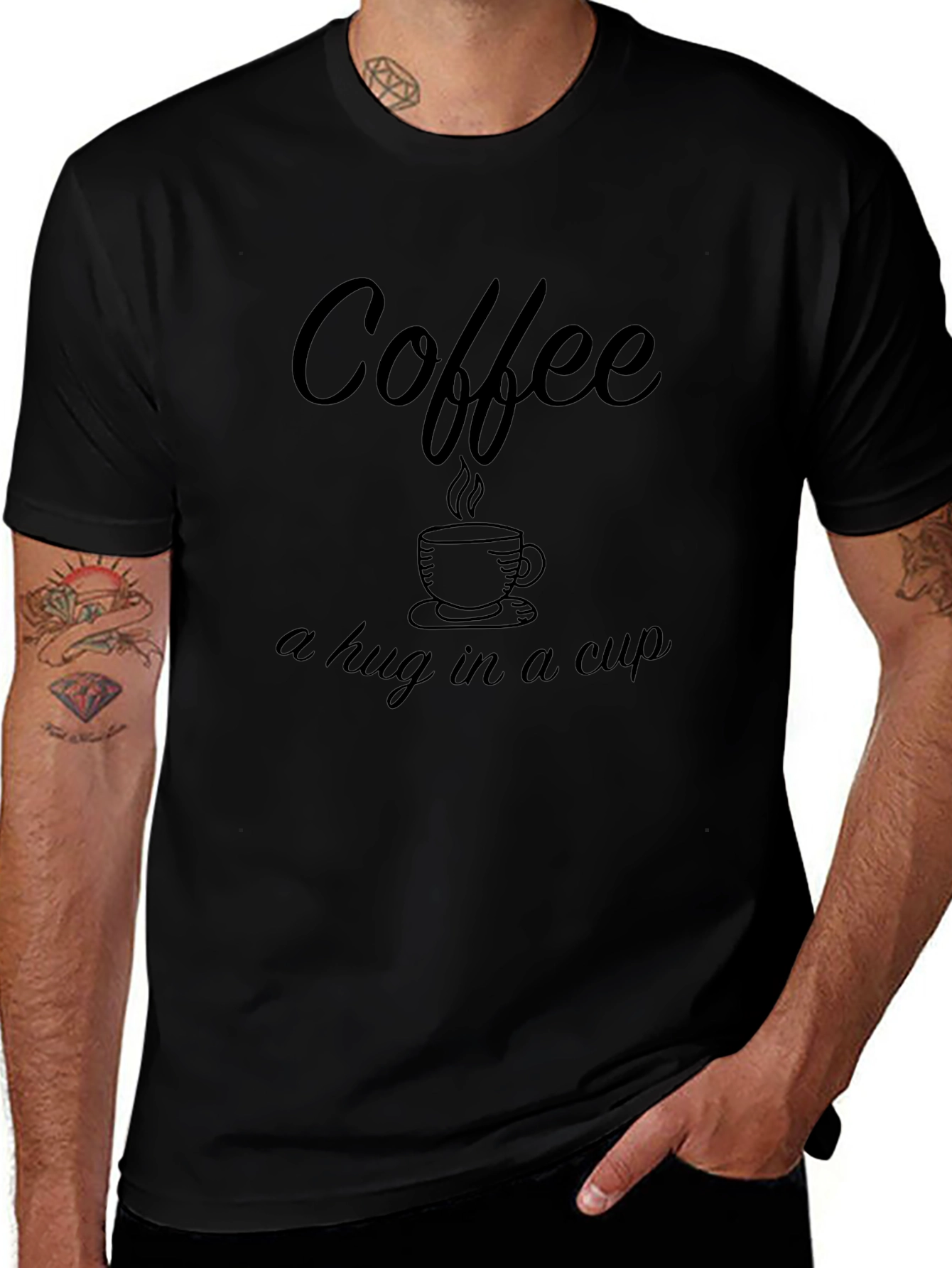 Coffee Hug in a Cup Black T-Shirt