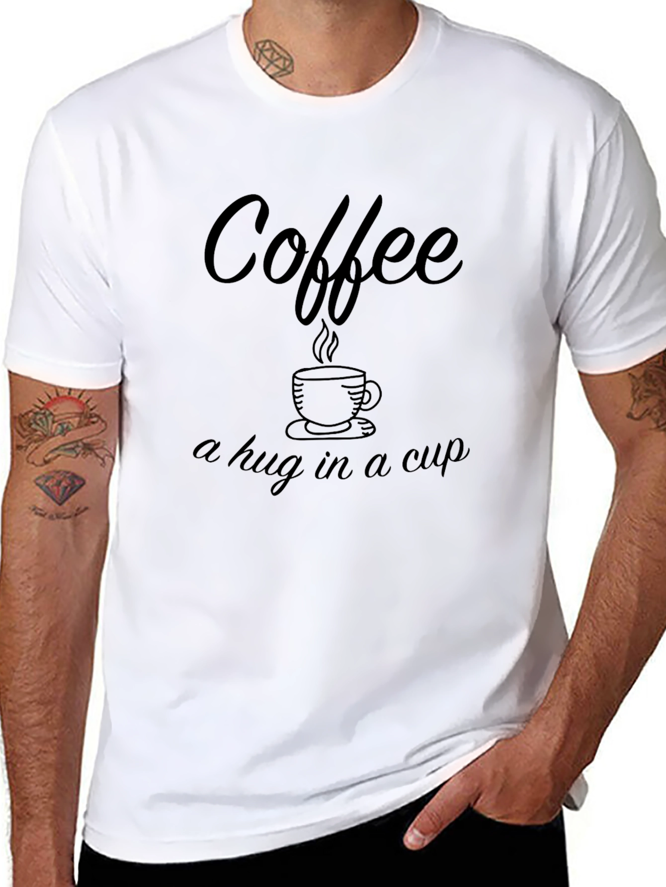 Coffee Hug in a Cup Black T-Shirt