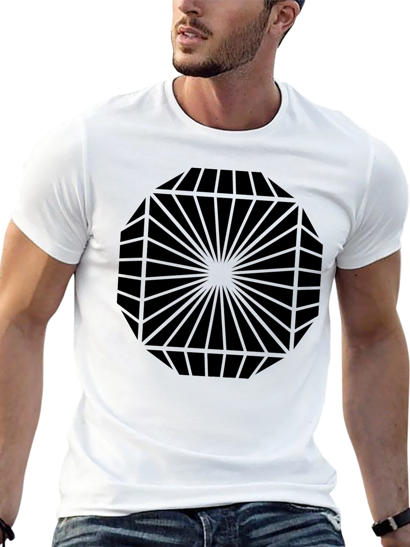 Geometric Pattern Black T-Shirt - Modern Design
