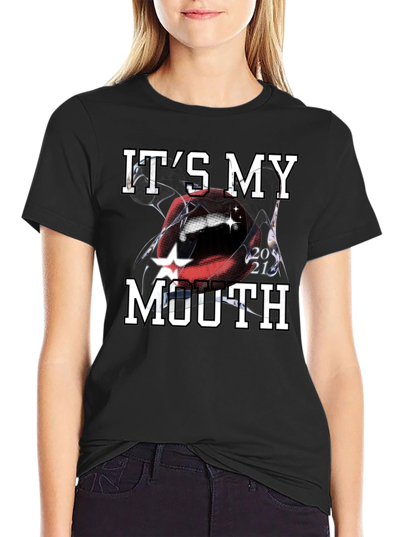 Its My Mouth Graphic Print T-Shirt