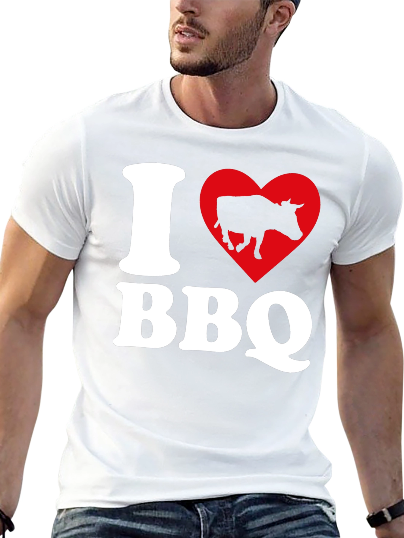 I Heart BBQ Black Graphic T-Shirt