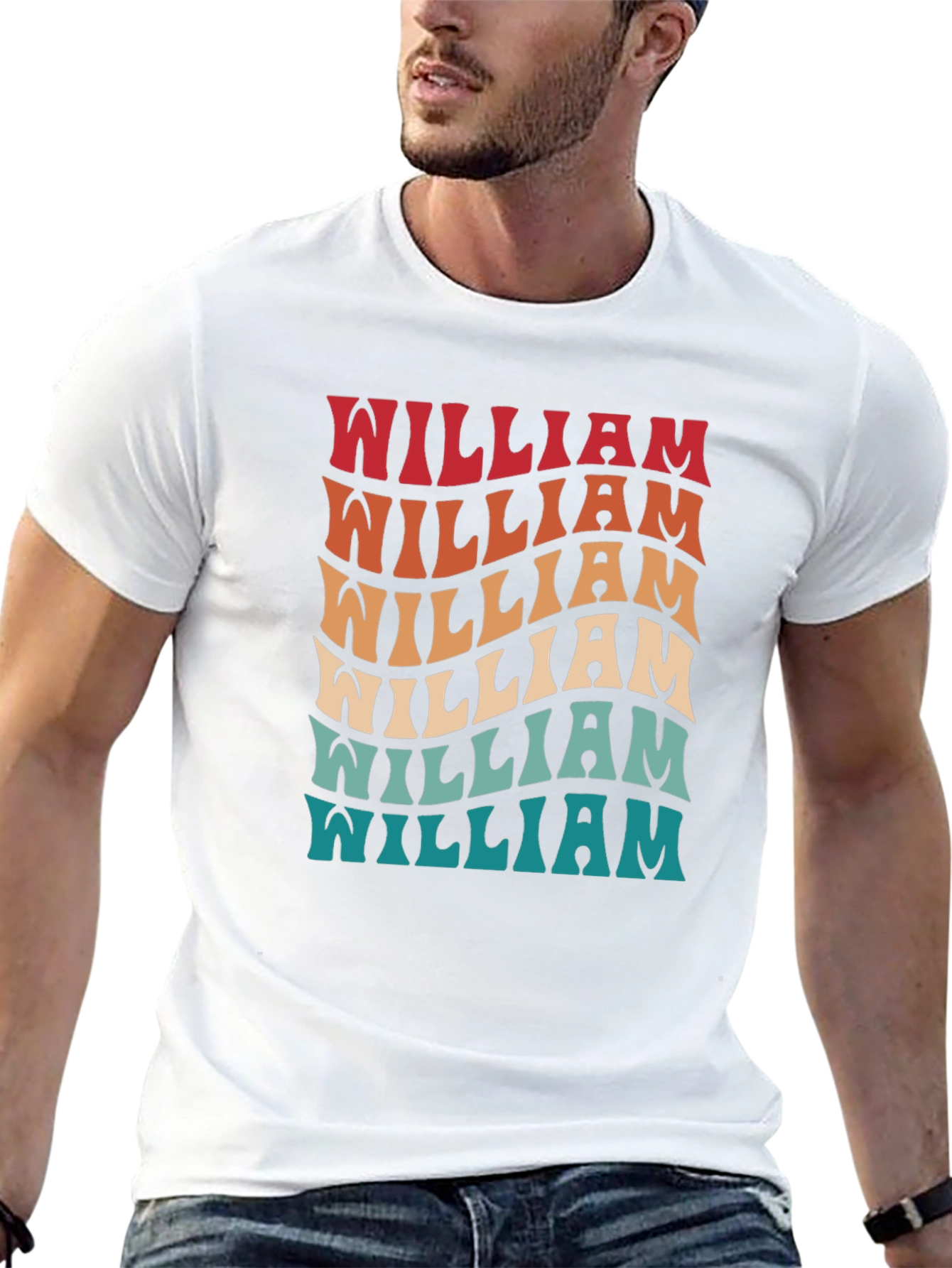 Retro Wavy William Name T-Shirt