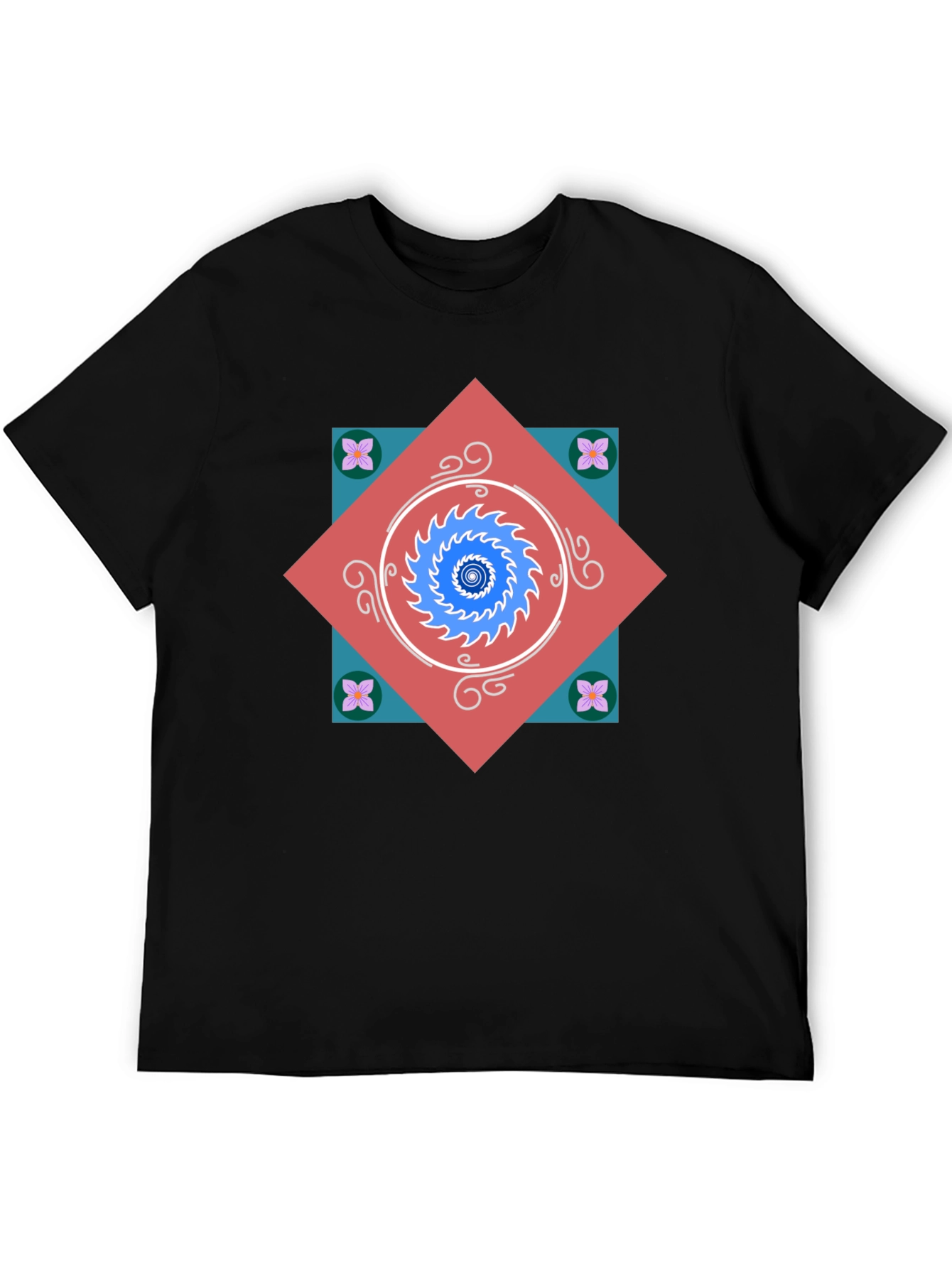 Geometric Mandala Graphic Tee - Modern Artistic Design