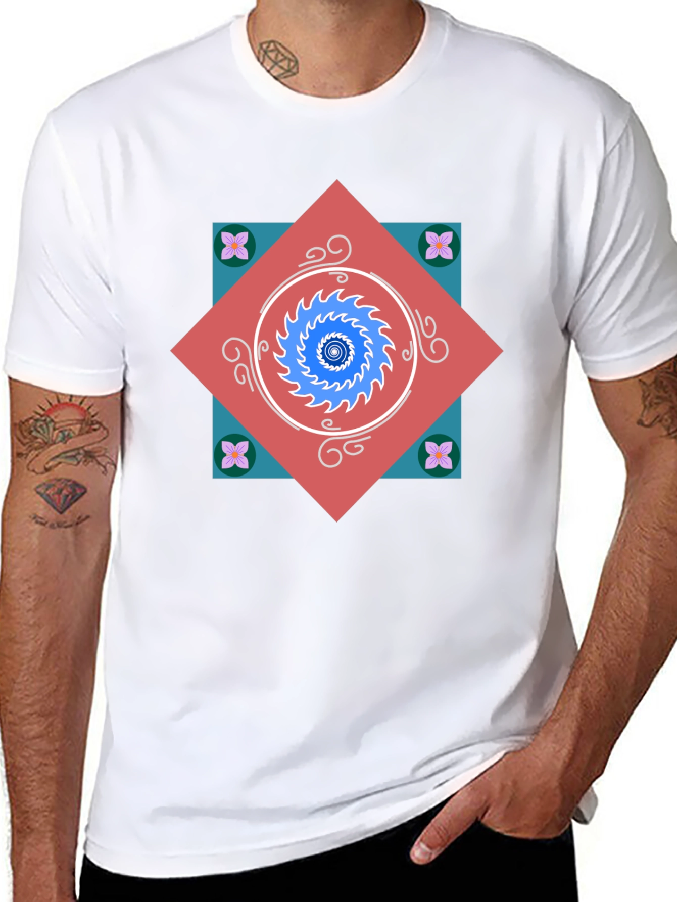 Geometric Mandala Graphic Tee - Modern Artistic Design