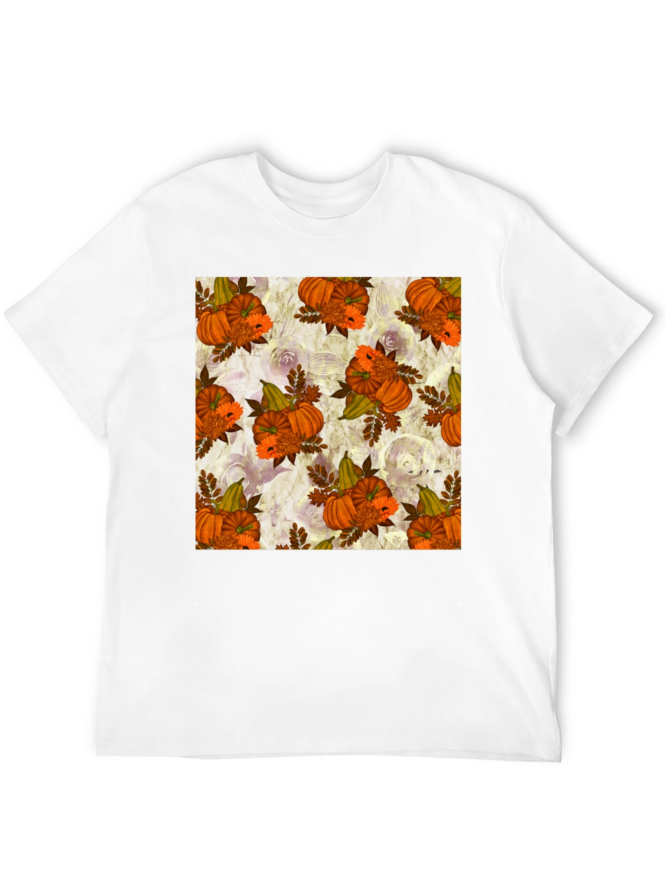 Pumpkin Floral Print Tee - Seasonal Style