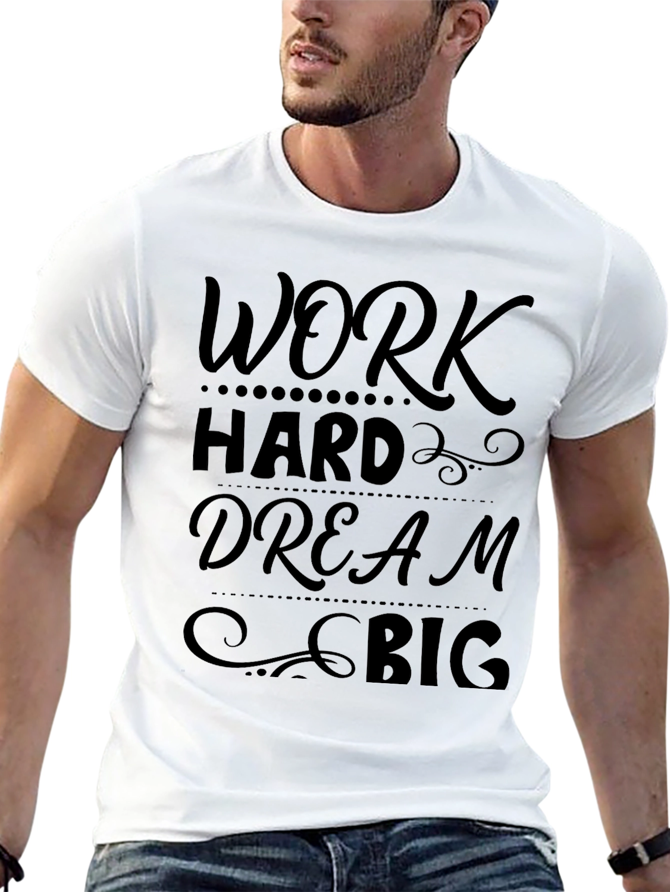 Work Hard Dream Big Black Graphic T-Shirt