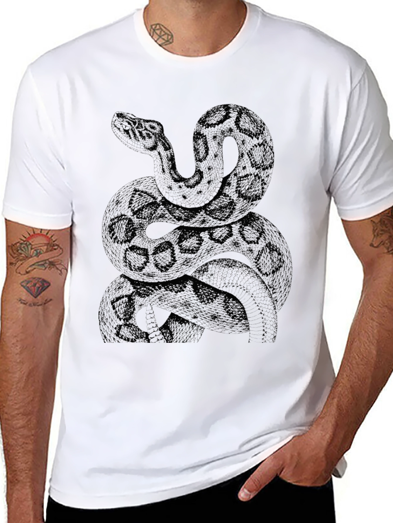 Snake Graphic Print Black T-Shirt