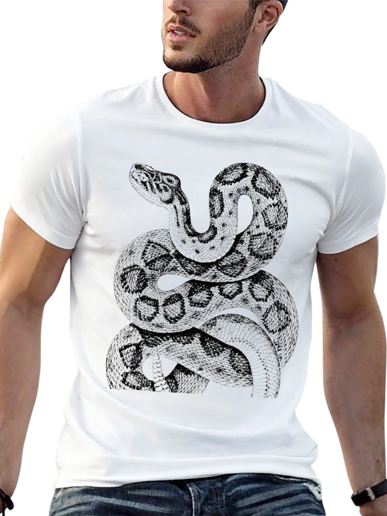 Snake Graphic Print Black T-Shirt